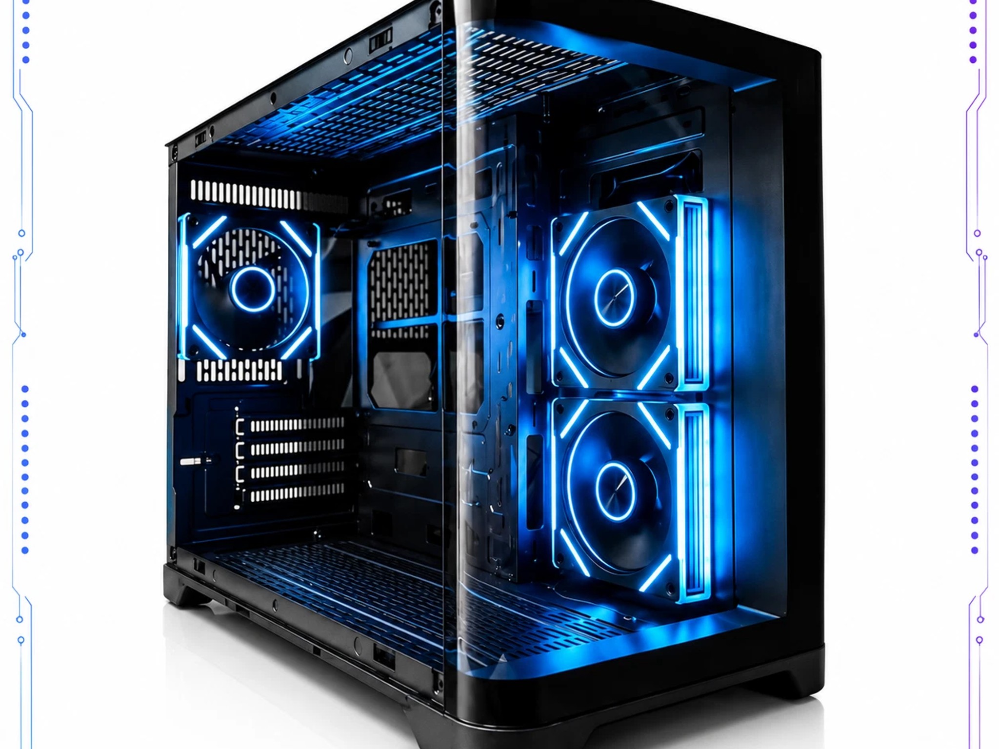 Black Tempered Glass ARGB Fish Tank MATX PC Case