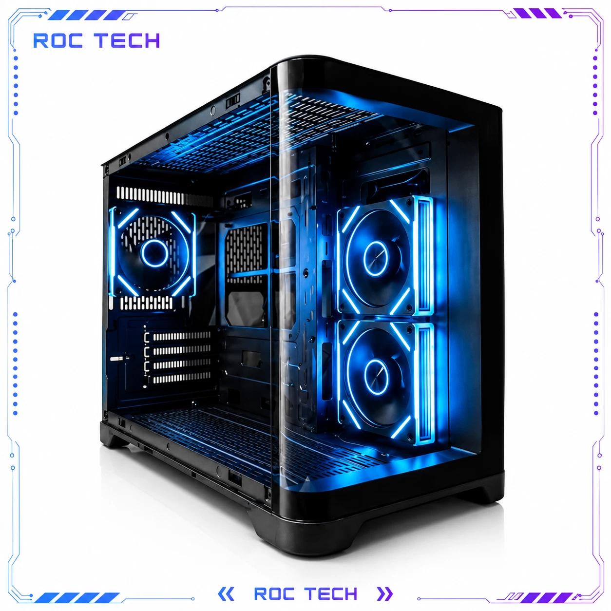 Black Tempered Glass ARGB Fish Tank MATX PC Case
