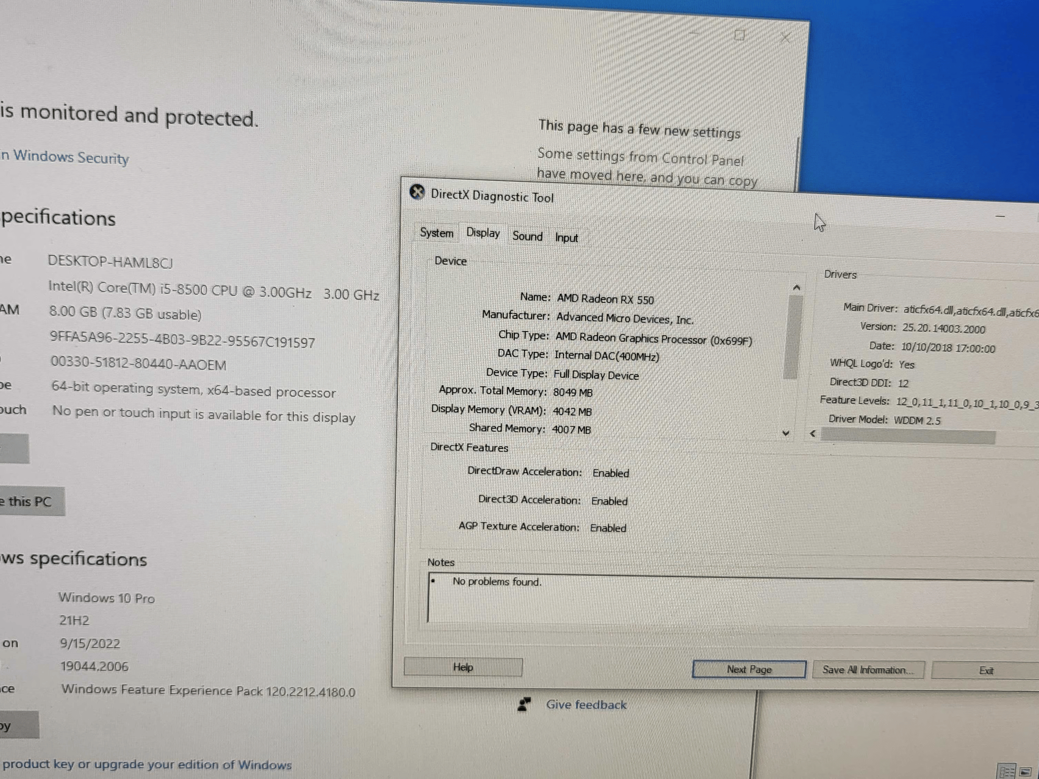 Dell Optiplex 3060 | i5-8500 8GB RAM 256GB RX 550