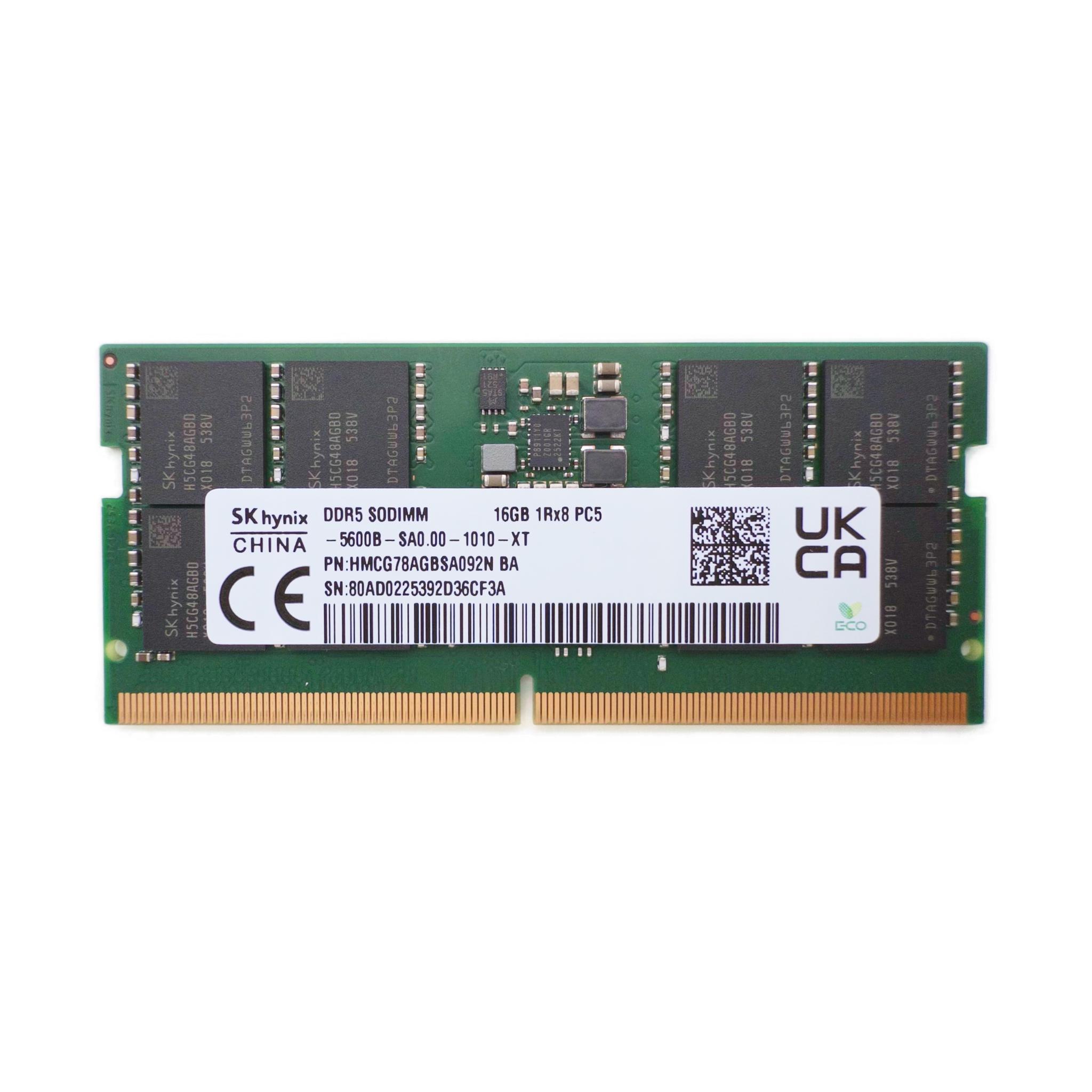 DDR5 16GB 5600MT SK Hynix SODIMM Memory Module (1Rx8 PC5-5600) - Ships from CA, USA