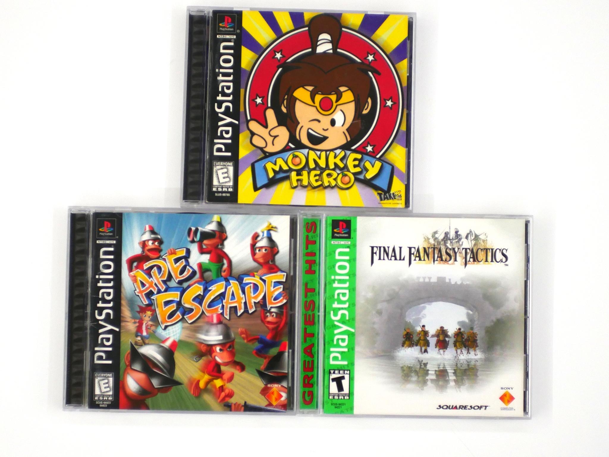 Final Fantasy Tactics, APE Escape, Monkey Hero PlayStation one game Bundle