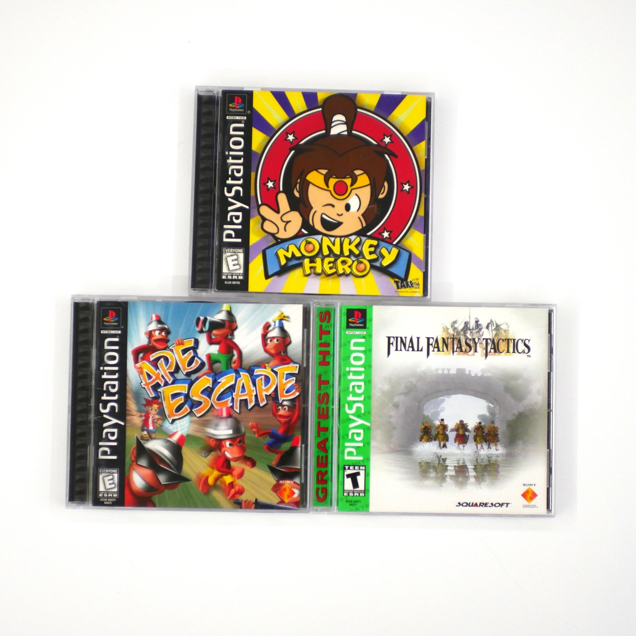Final Fantasy Tactics, APE Escape, Monkey Hero PlayStation one game Bundle