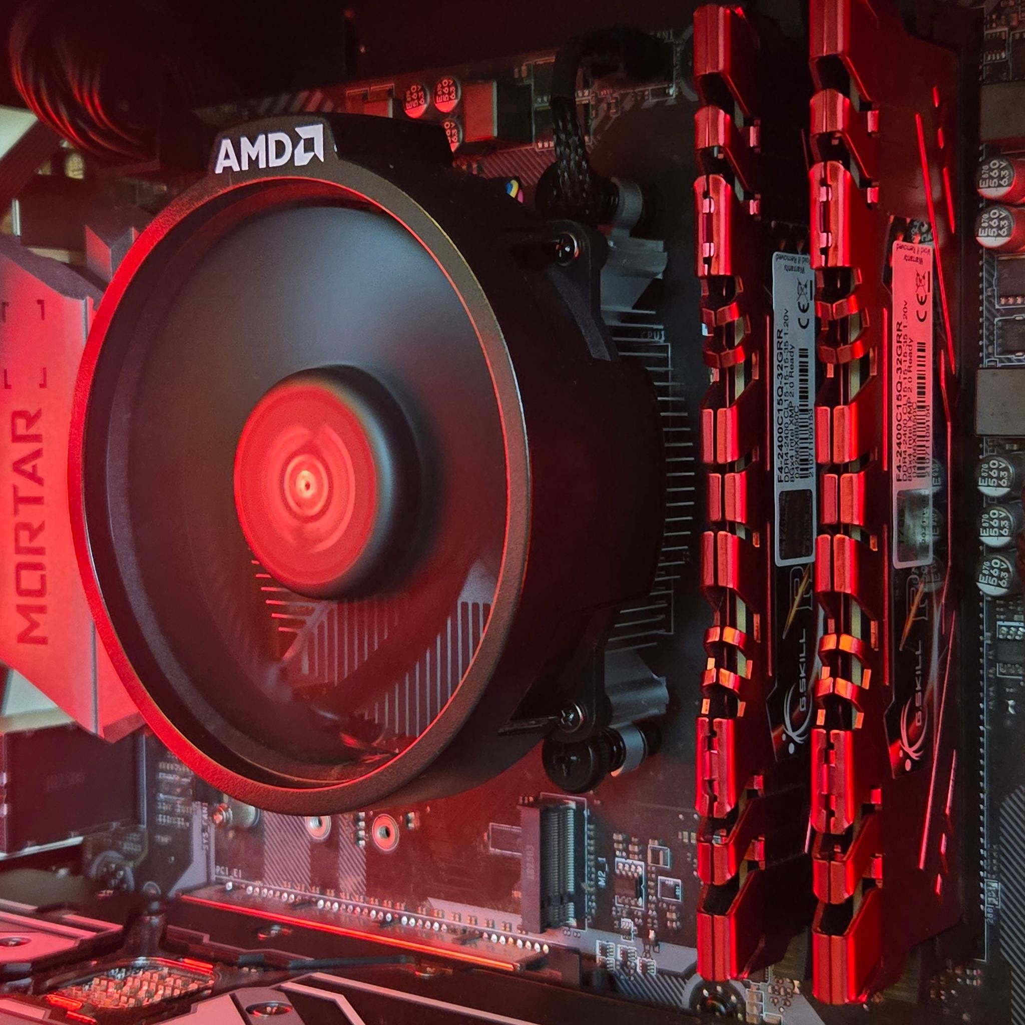 Red + Black Gaming PC | RX Vega 56 8GB | R5 2600 | 16GB | 500GB | ARGB | Wi-Fi + BT | 750W 80+ Gold