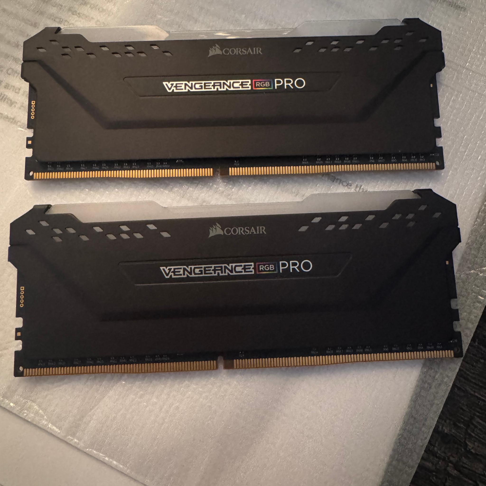 32GB Corsair Vengeance RGB PRO (2 x 16GB) DDR4 DRAM 3600MHz CL18 Memory Kit — Black