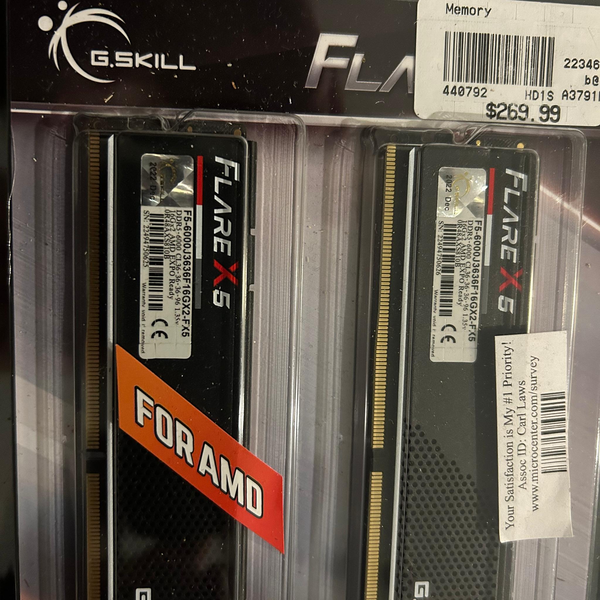 G.Skill Flare X5 32GB (2 x 16GB) DDR5 6000 Mhz 