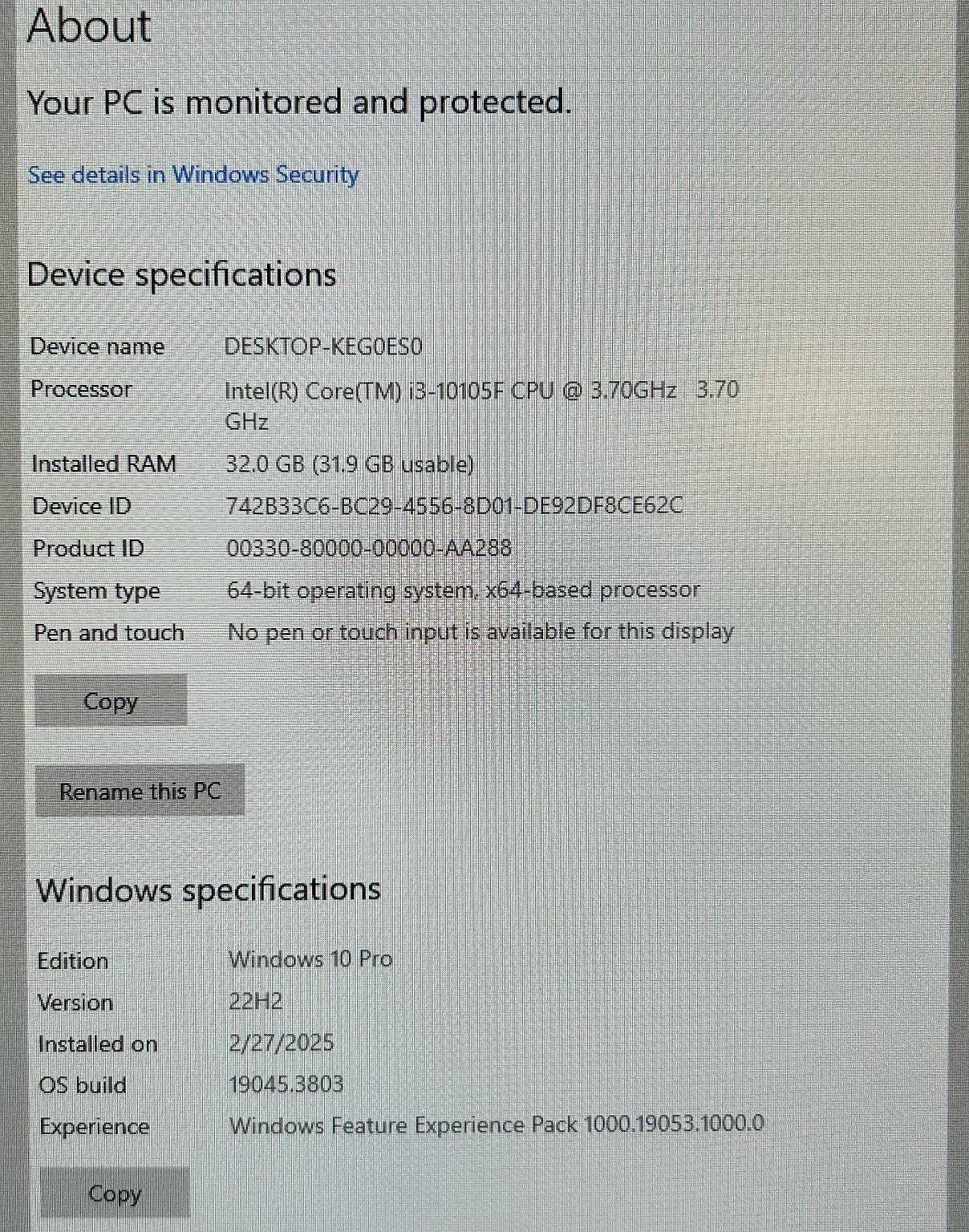 Gaming PC - GTX 1080, i3-10105F, 32GB DDR4, 1TB M.2 SSD, ARGB, WiFi, BLUETOOTH, WINDOWS 11