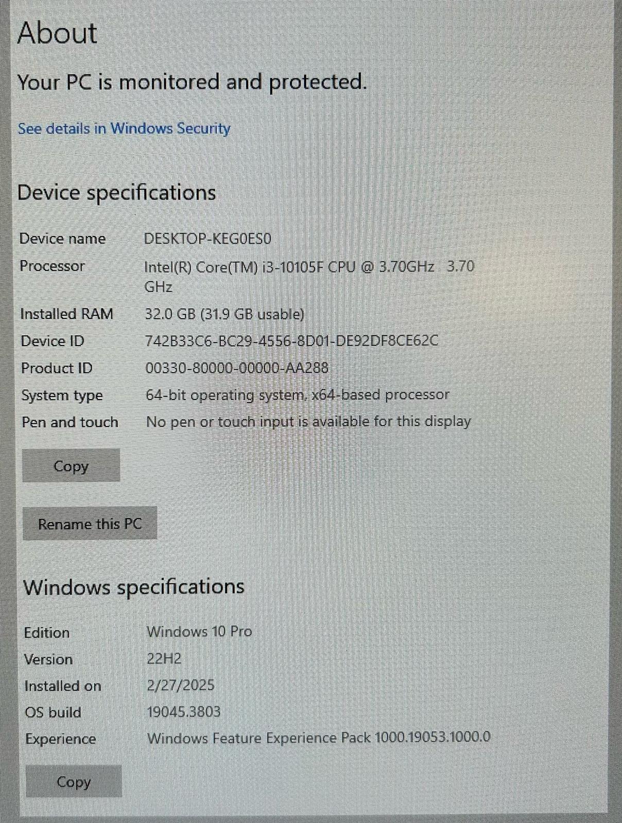 Gaming PC - GTX 1080, i3-10105F, 32GB DDR4, 1TB M.2 SSD, ARGB, WiFi, BLUETOOTH, WINDOWS 11