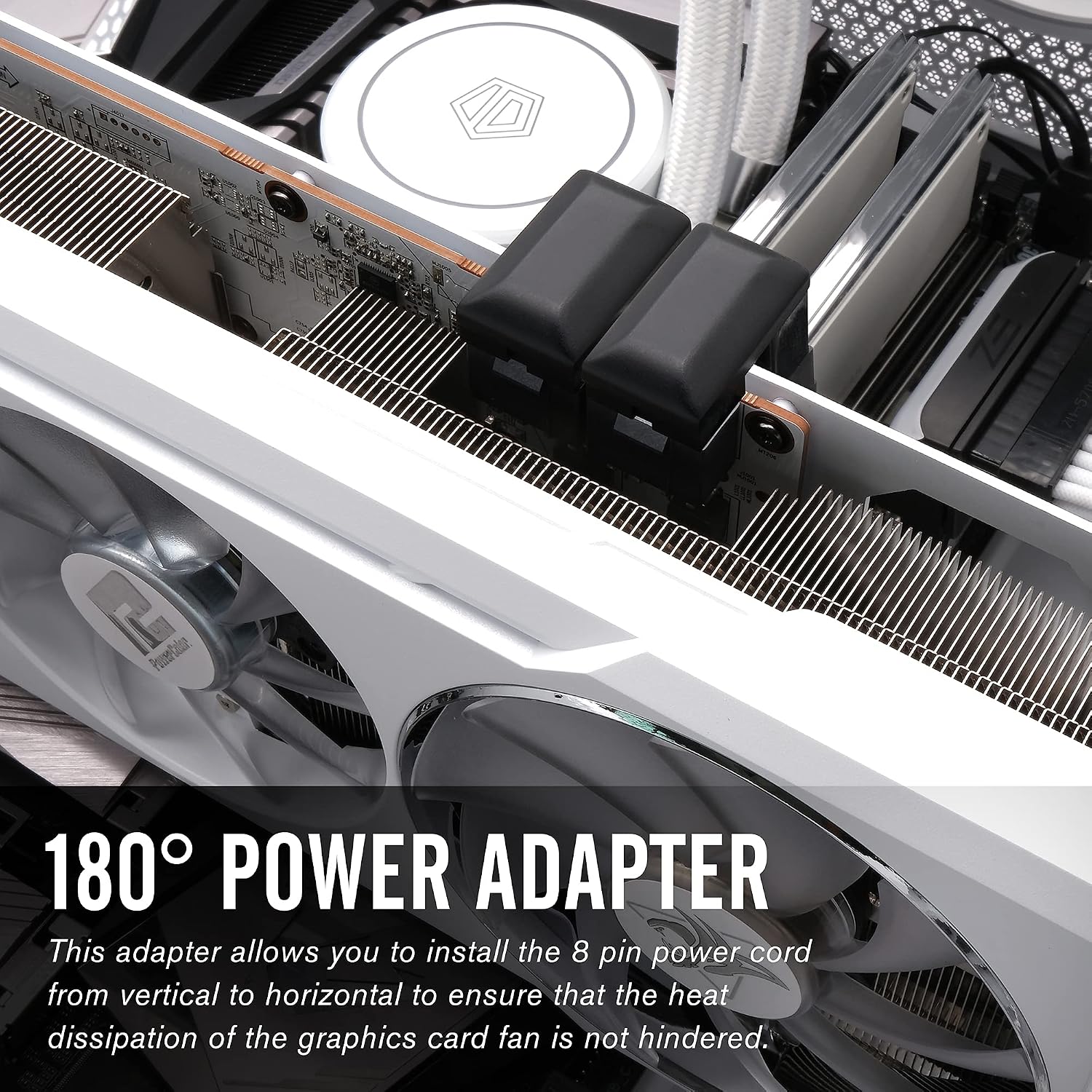 EZDIY-FAB GPU VGA PCIE 8 Pin U Turn 180 Degree Angle STD Connector Power Adapter