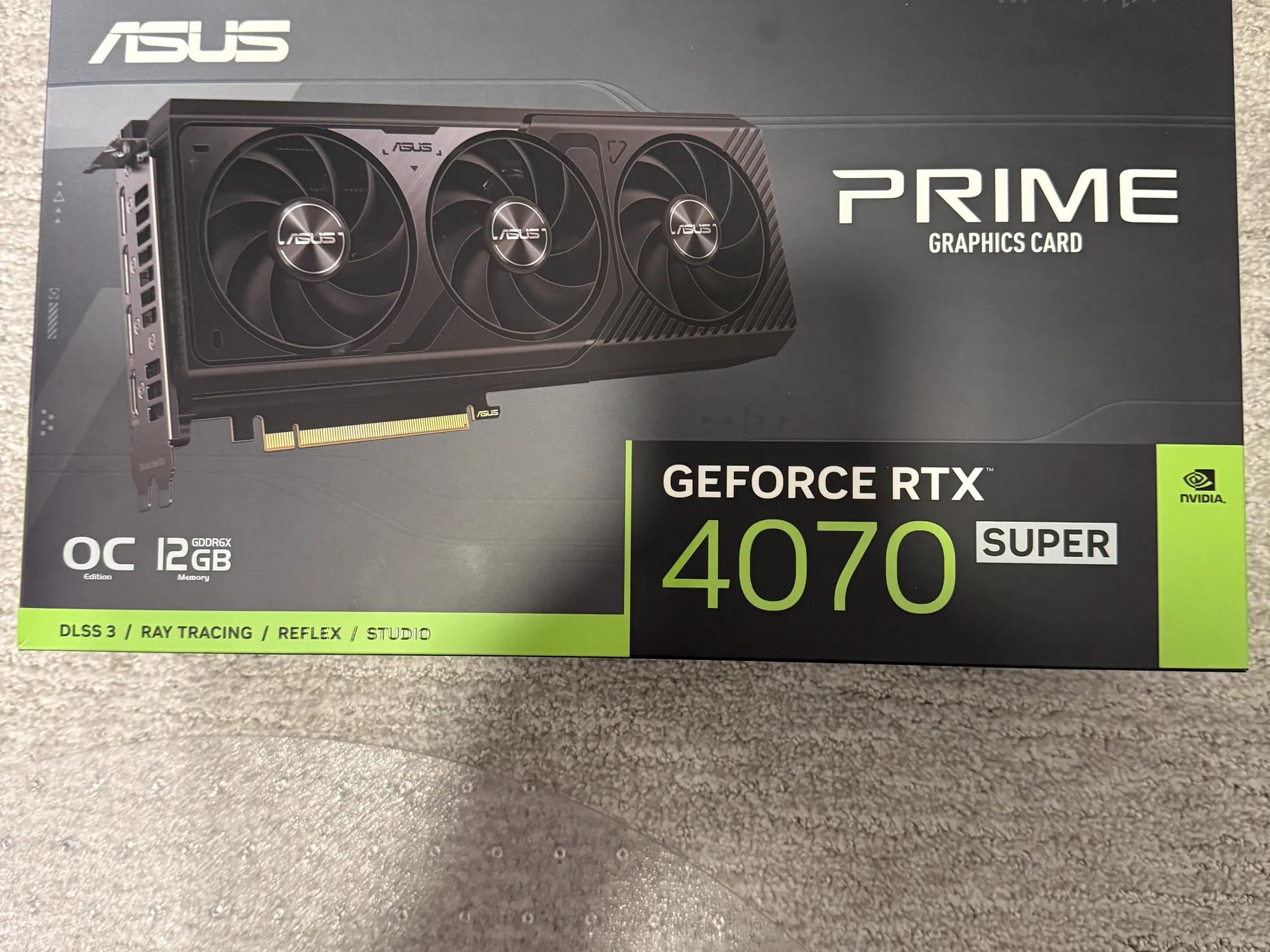 ASUS NVIDIA GeForce RTX 4070 Super Prime Overclocked Triple Fan 12GB GDDR6X PCIe 4.0 Graphics Card