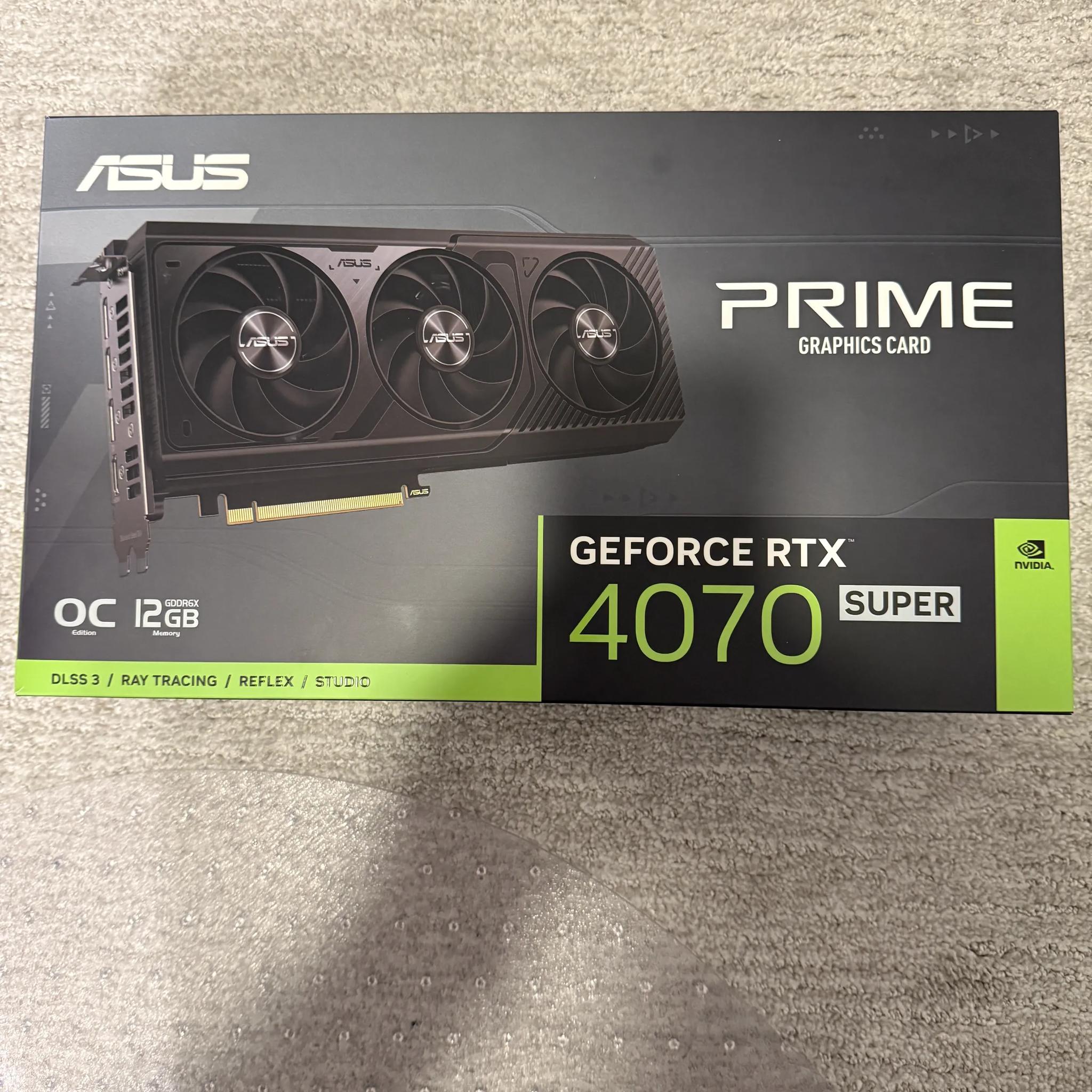 ASUS NVIDIA GeForce RTX 4070 Super Prime Overclocked Triple Fan 12GB GDDR6X PCIe 4.0 Graphics Card