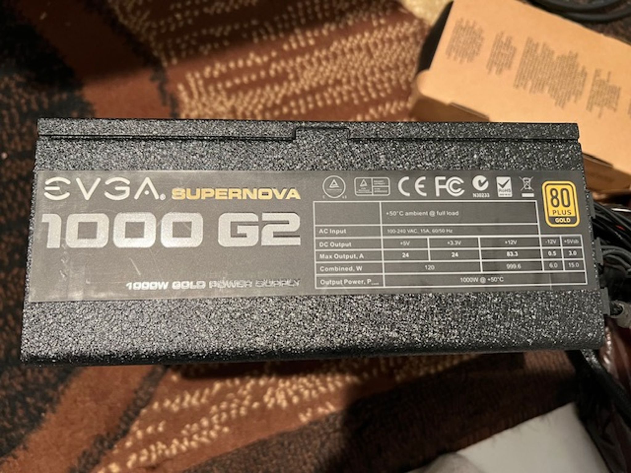 EVGA SuperNOVA 1000 G2 80+ GOLD, 1000W Fully Modular NVIDIA SLI and Crossfire Ready Power Supply