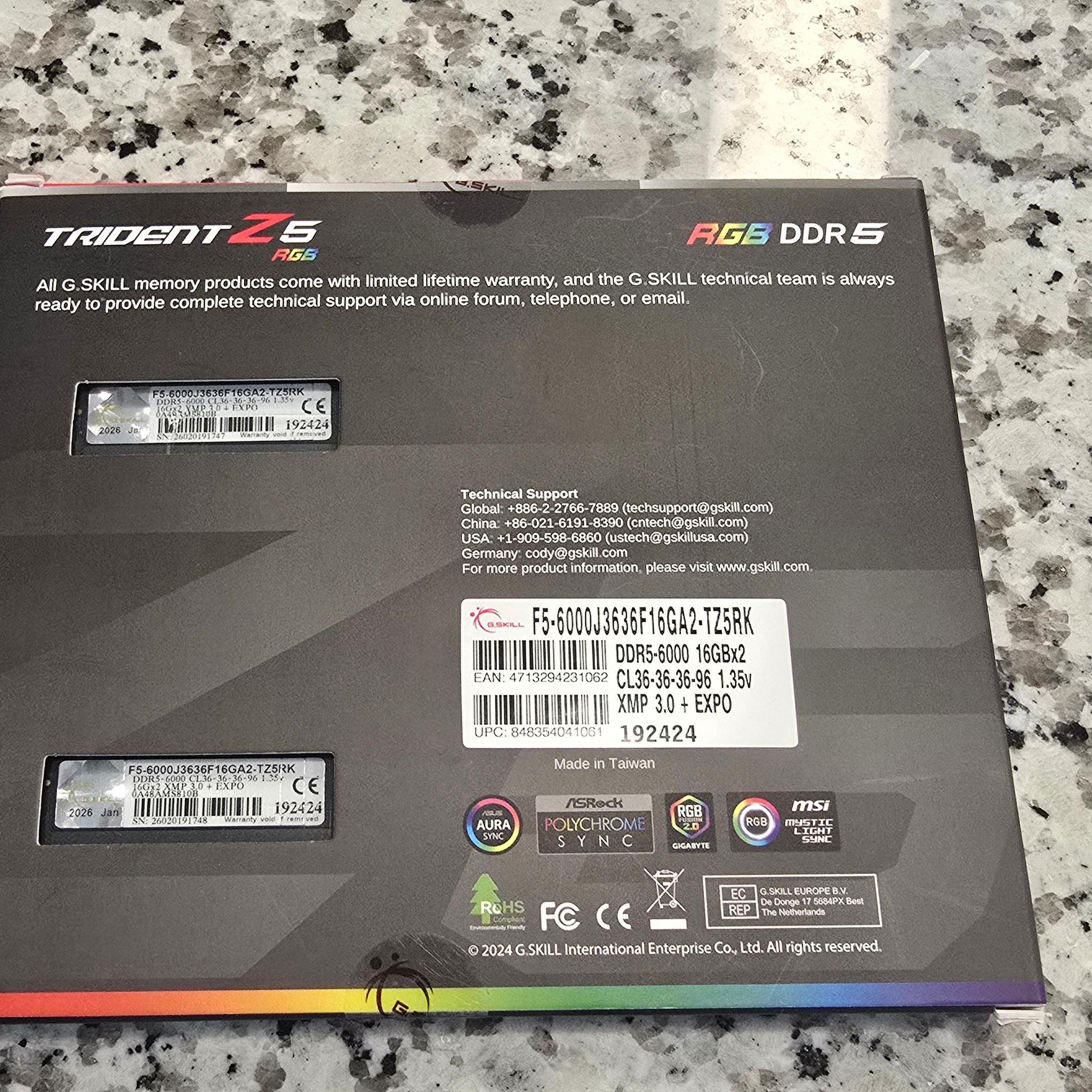 G.Skill Trident Z5 RGB DDR5 RAM 32Gb (6000MHz)