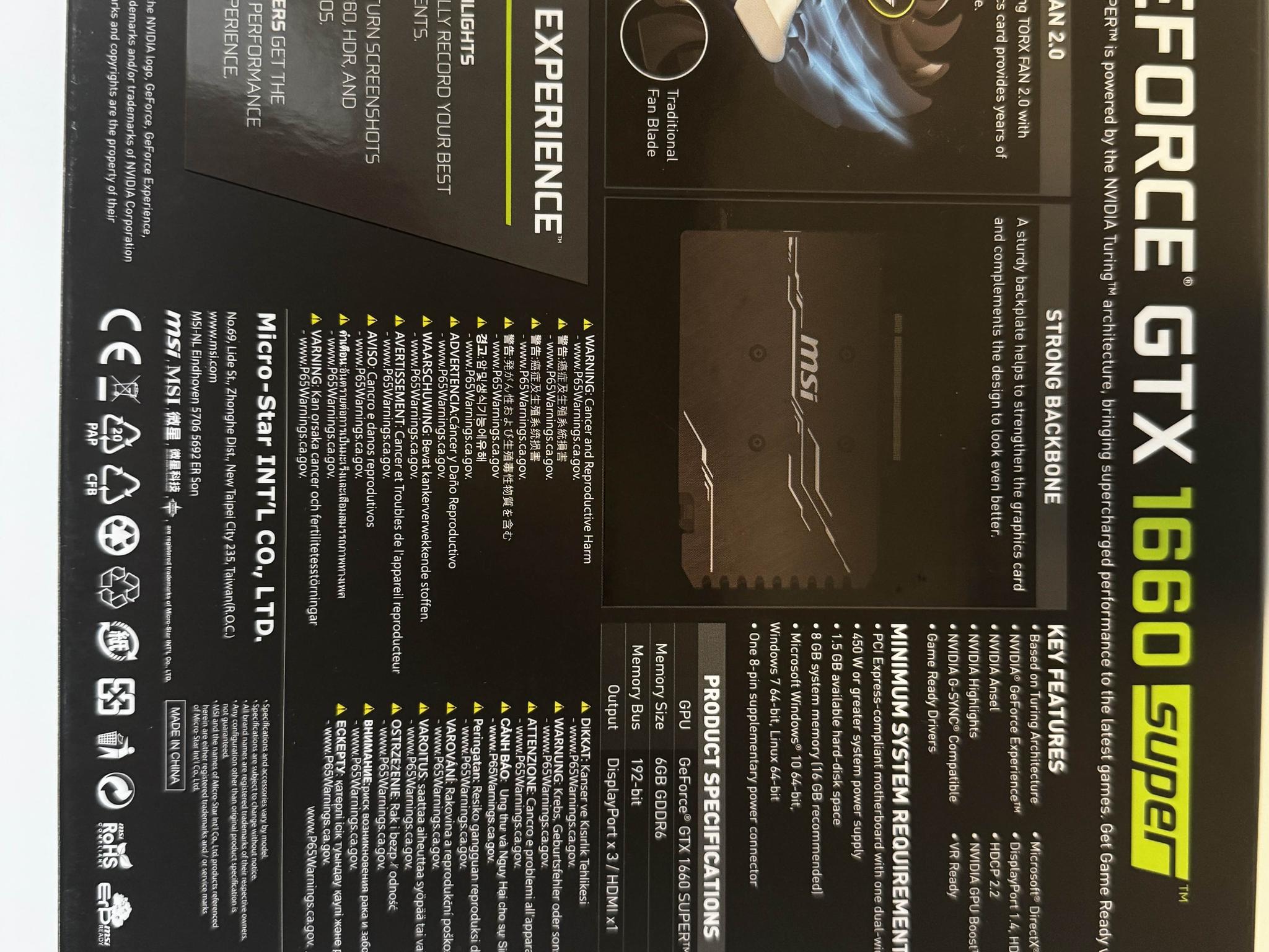 USED MSI GeForce GTX 1660 SUPER VENTUS XS OC