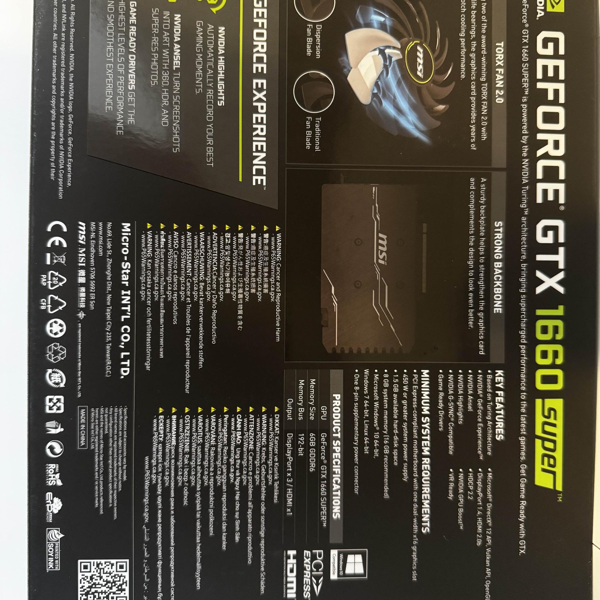 USED MSI GeForce GTX 1660 SUPER VENTUS XS OC
