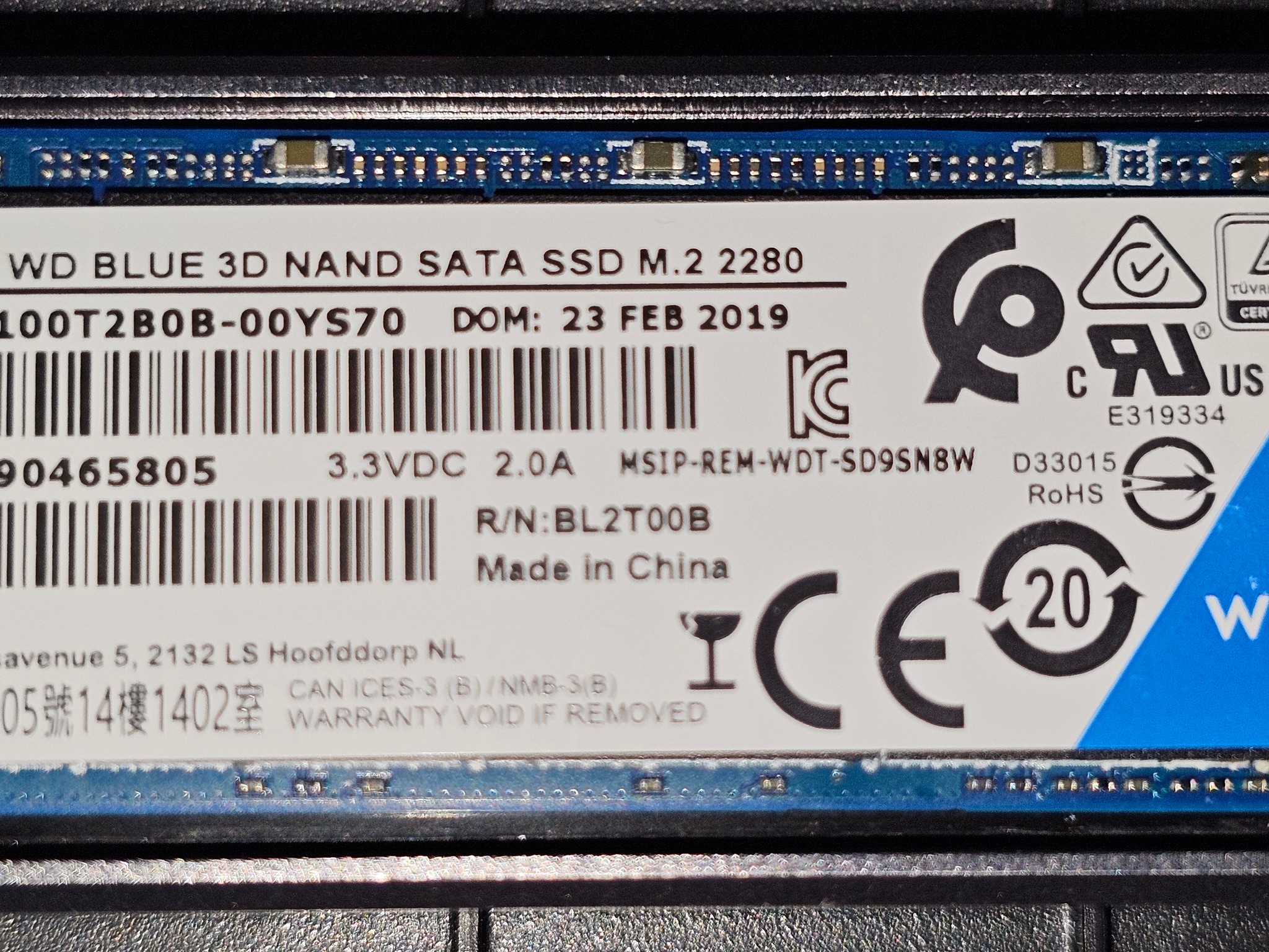 WD Blue 1TB SATAIII M.2 2280 SSD (With Silverstone MS09 M.2 SATA To 10Gbps USB3.1 Enclosure)