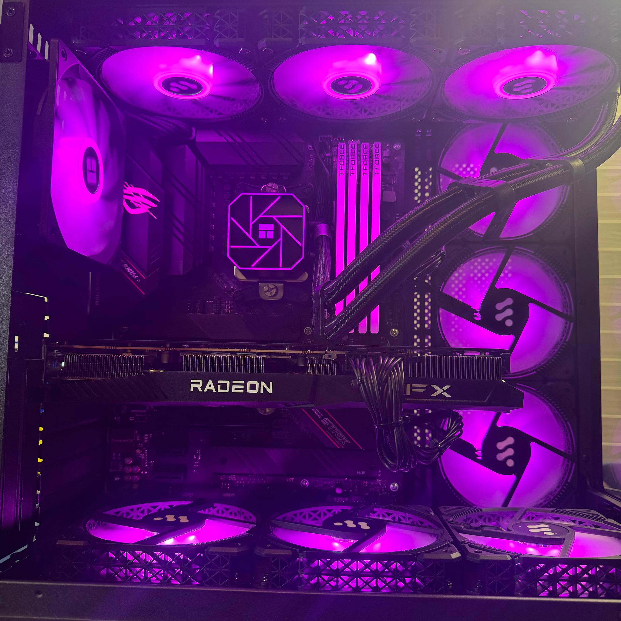 Custom 1440P Gaming PC 10 ARGB Case Fans 32Gb RAM 1Tb M.2 SSD RX 6700XT