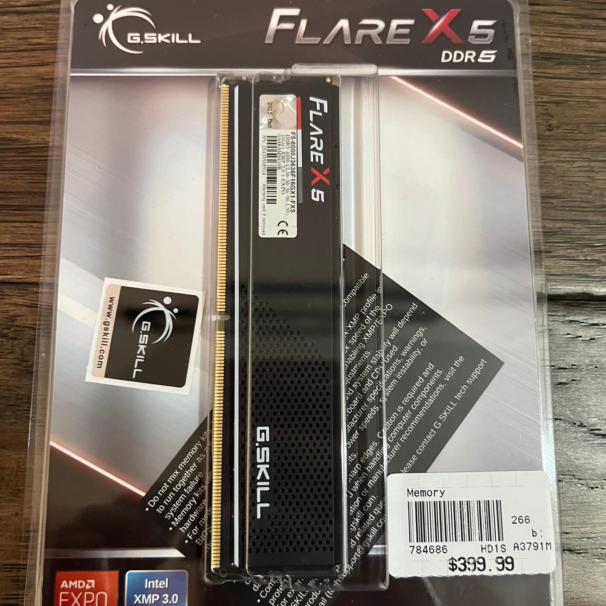 G.SKILL Flare X5 (1x16GB) DDR5-6000 CL36 RAM (AMD/Expo) NEW