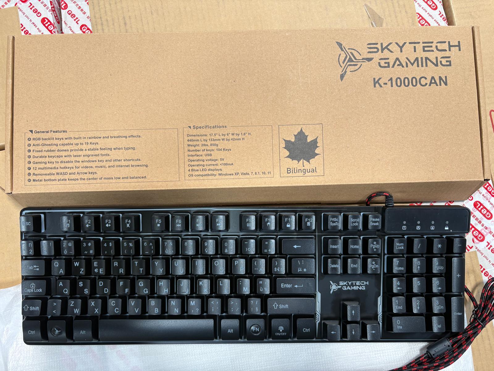 Brand New In Box -  Skytech K-1000CAN Gaming LED-Lit ANSI Canadian French Keyboard