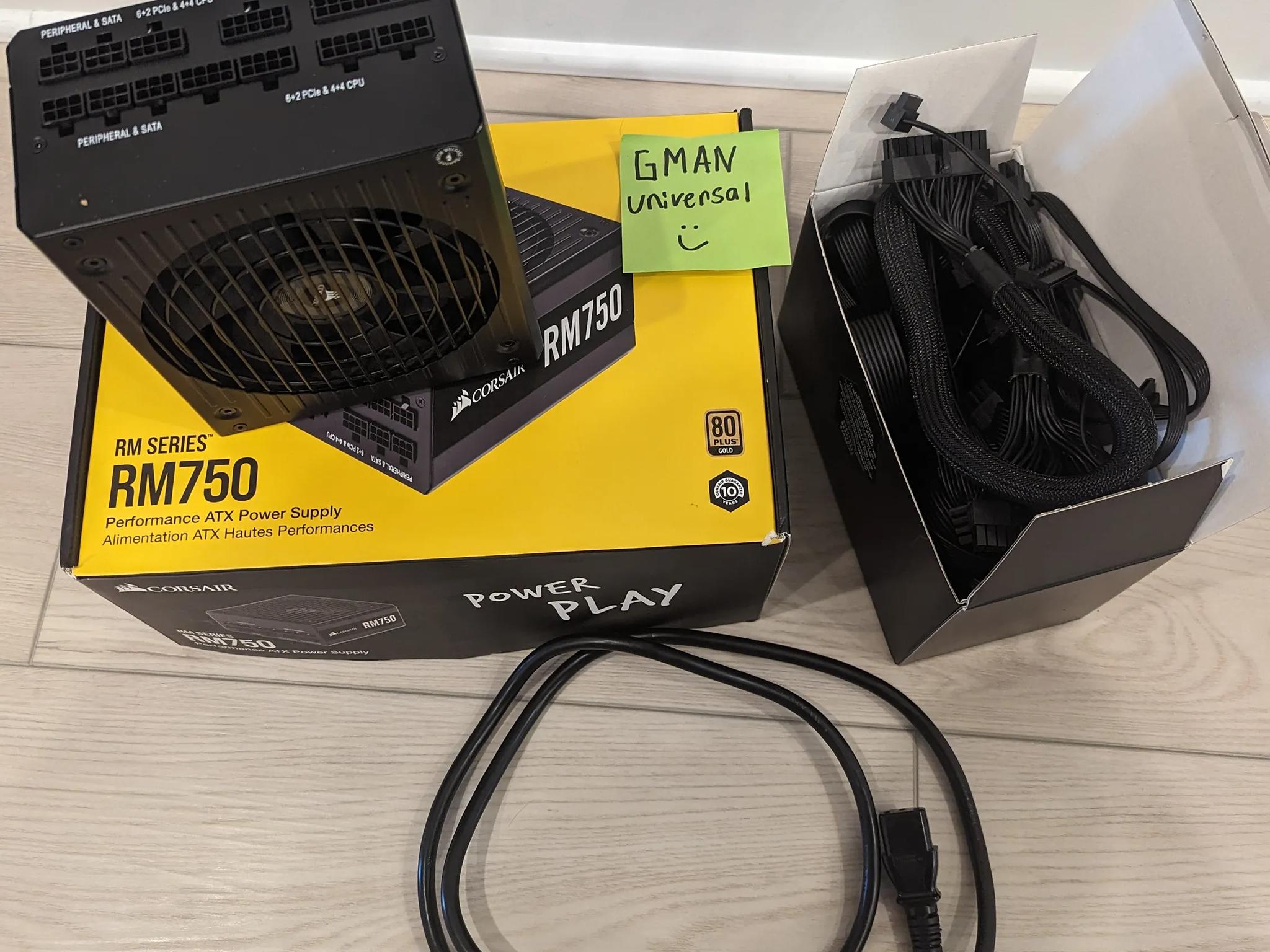 Corsair RM Series, RM750, 750 Watt, 80+ Gold Certified, Fully Modular Power Supply