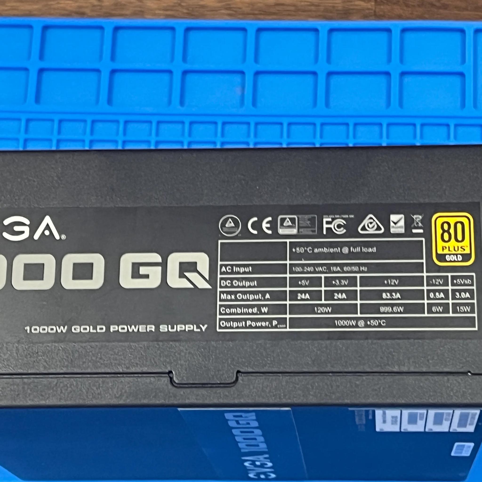 EVGA 1000 GQ, 80+ GOLD 1000W, Semi Modular, EVGA ECO Mode