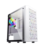 ESGAMING White Micro ATX Mini ITX Tower Micro ATX Case, Tempered Glass Side Panel, Rainbow LED Fans