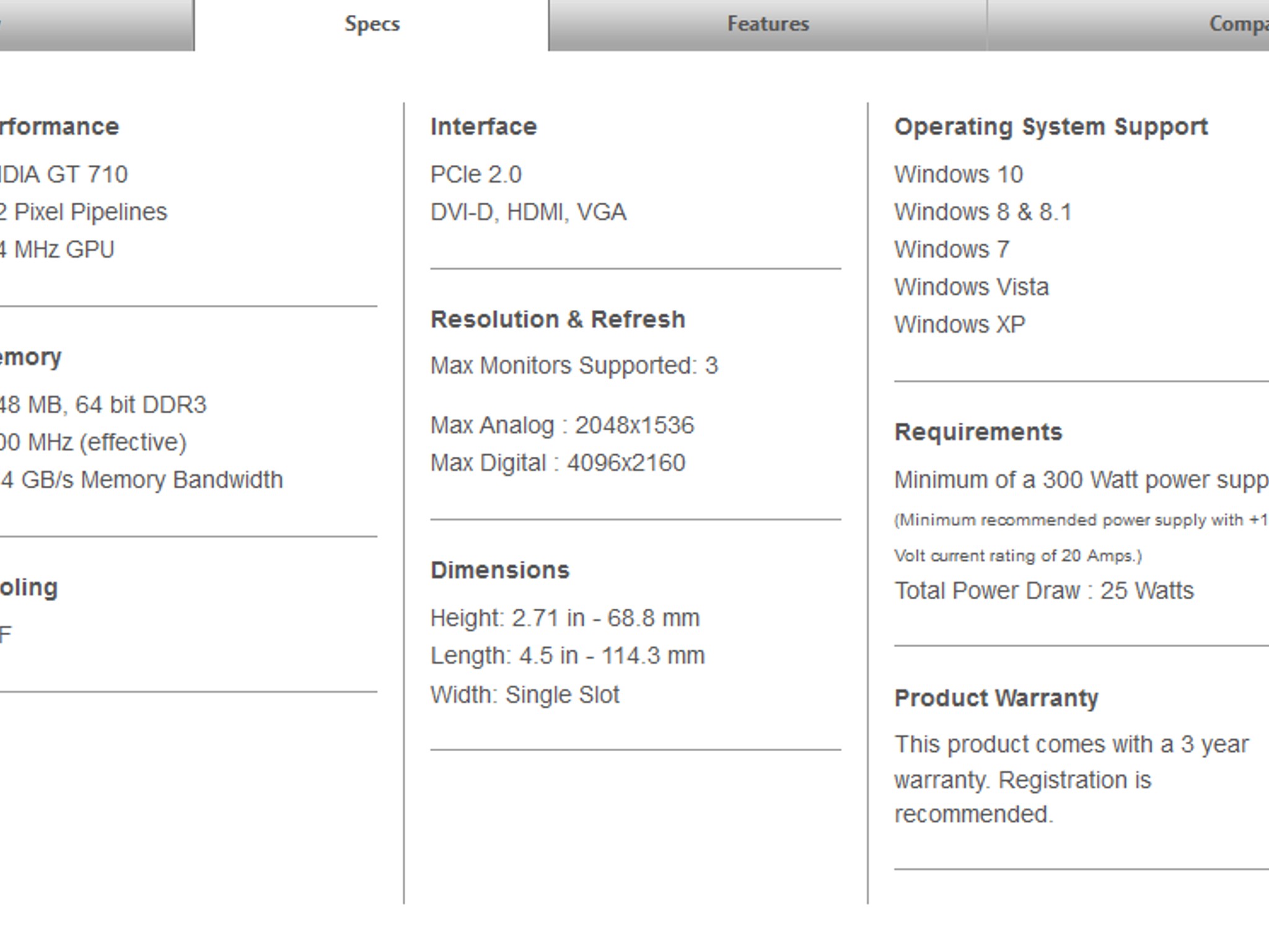 EVGA GeForce GT 710 2GB Low-Profile Graphics Card