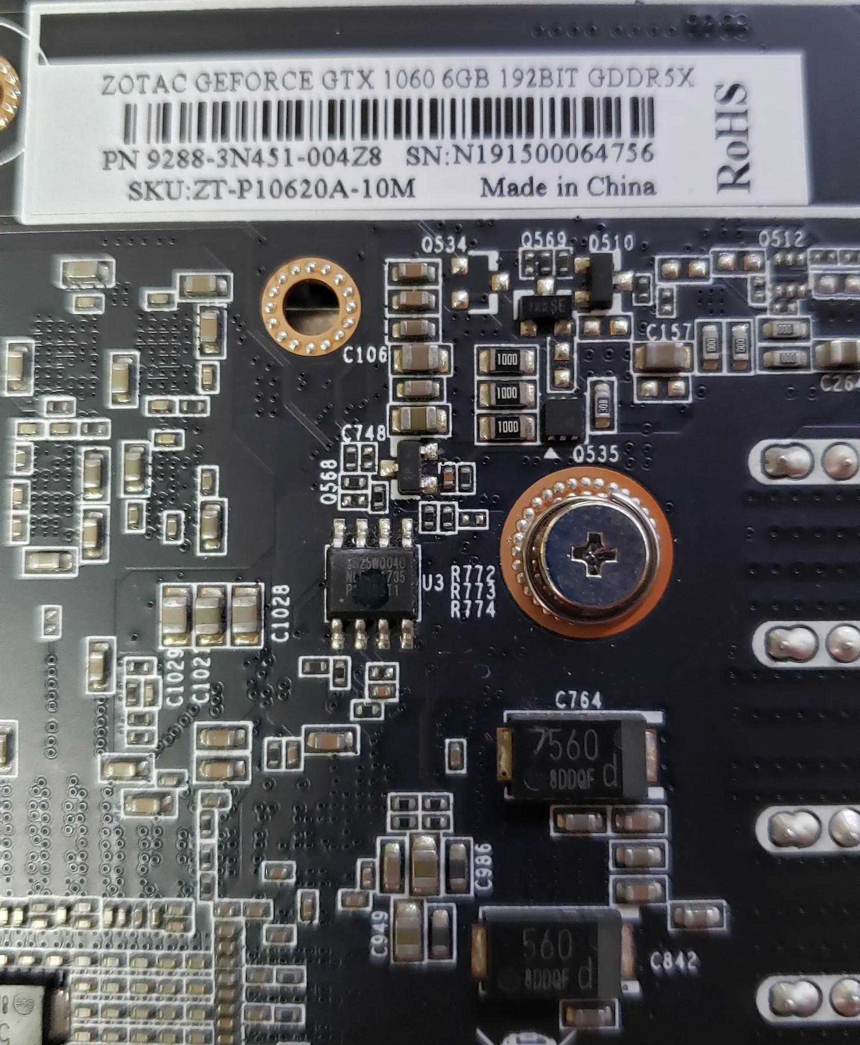Zotac GTX 1060 graphics card 6GB GDDR5x memory