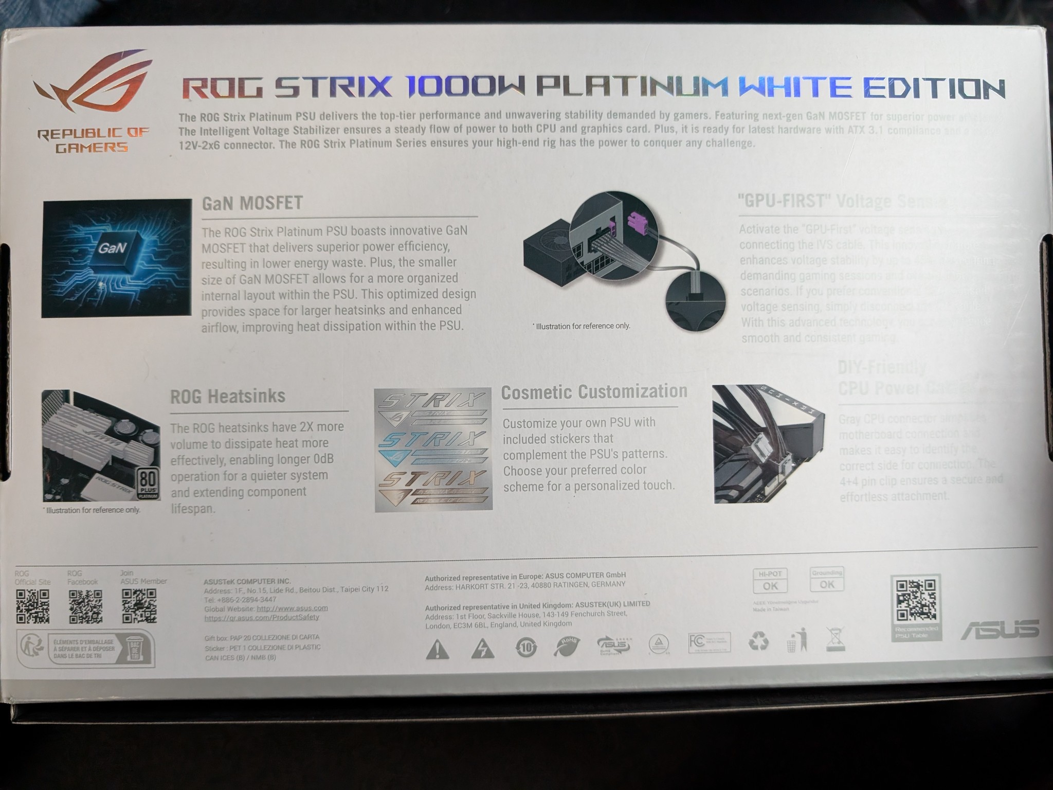 ASUS ROG Strix Platinum 1000W White Power Supply