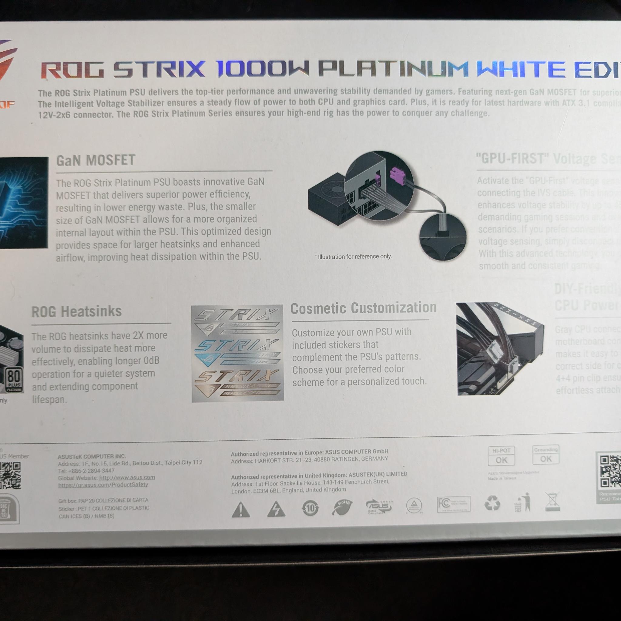 ASUS ROG Strix Platinum 1000W White Power Supply