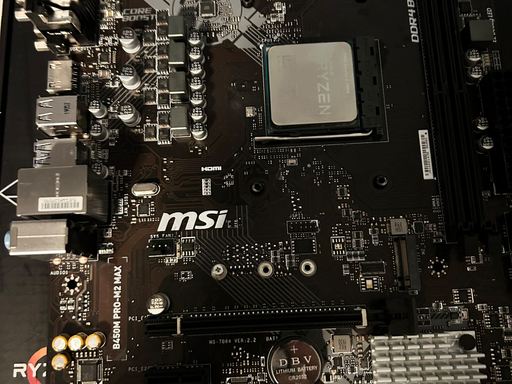 MSI B450M PRO-M2 MAX with Ryzen 5 2600 | Read Description