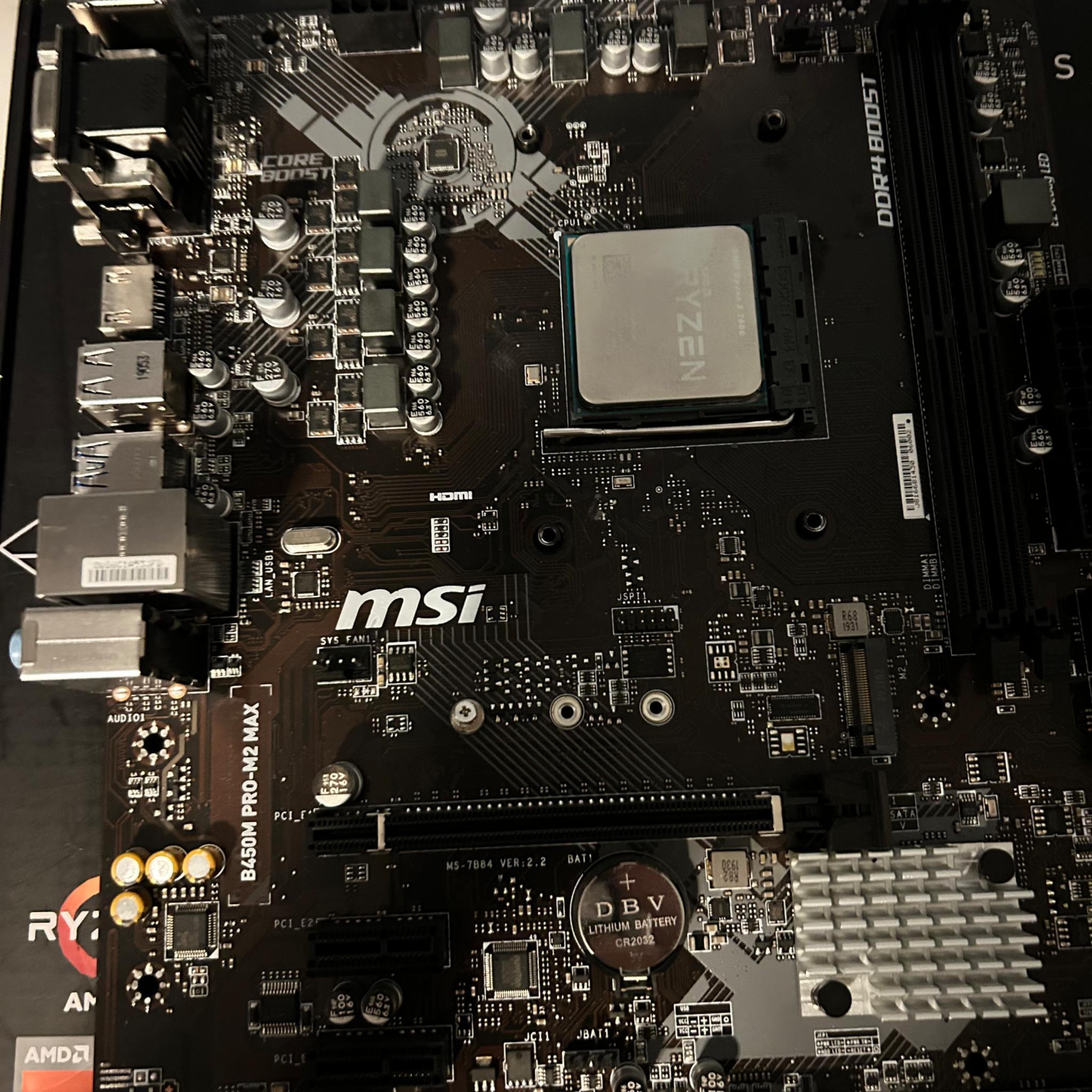 MSI B450M PRO-M2 MAX with Ryzen 5 2600 | Read Description