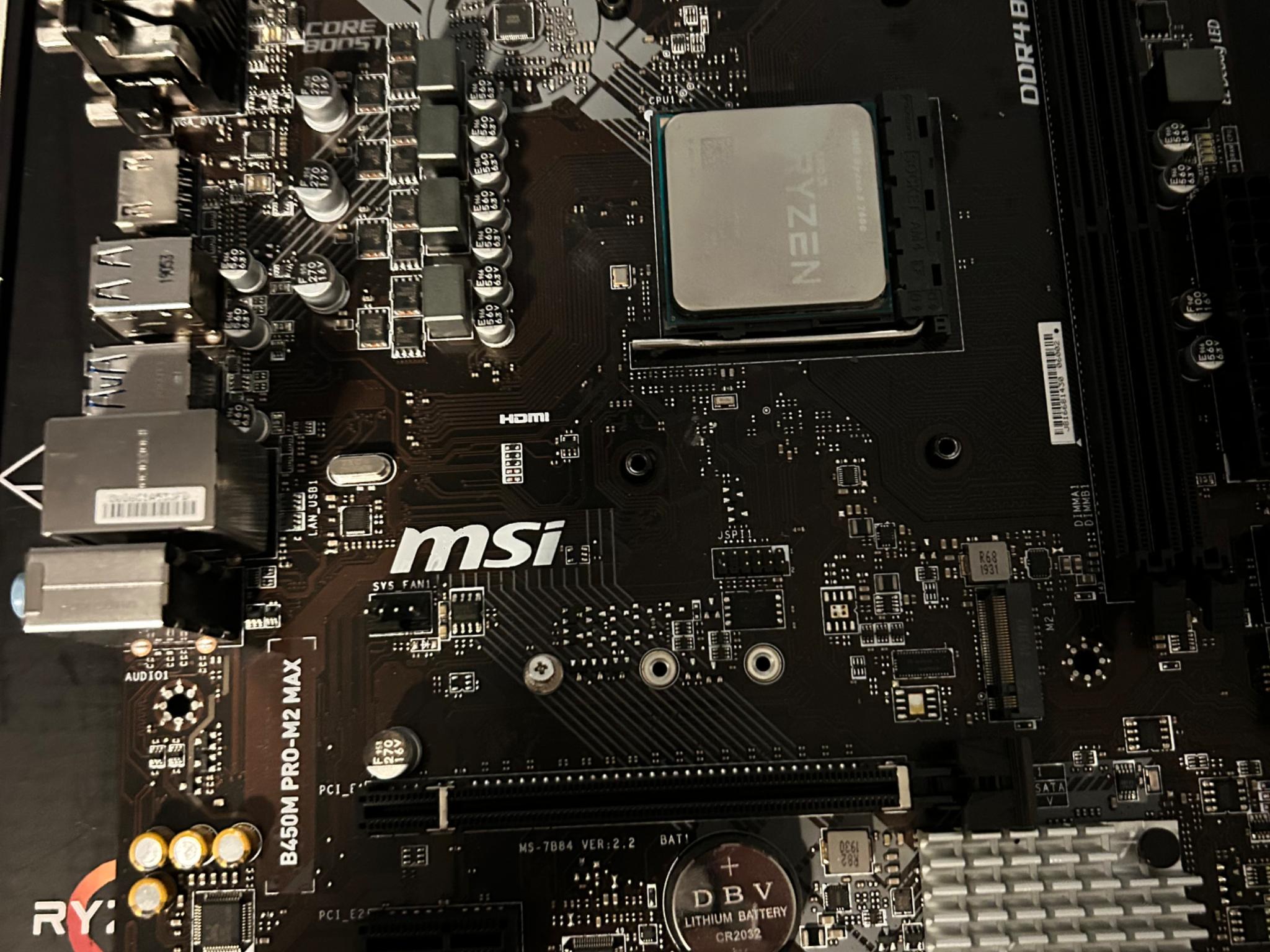 MSI B450M PRO-M2 MAX with Ryzen 5 2600 | Read Description
