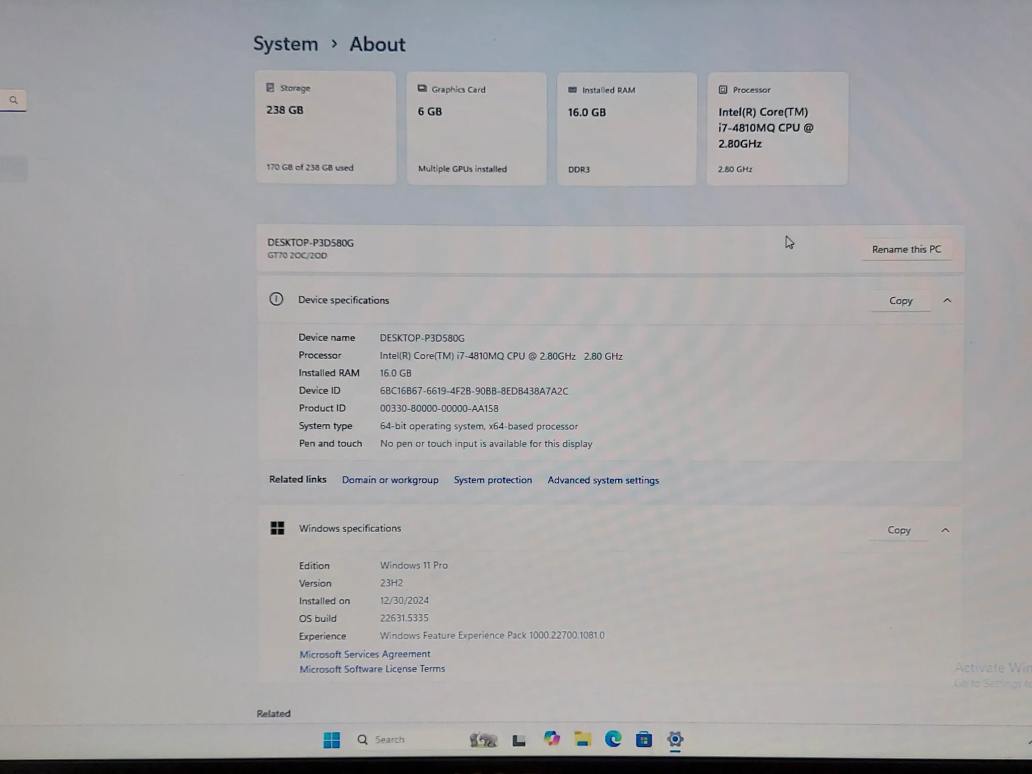 MSI GT70, 17.3", i7, 16GB RAM, Quadro P3000 6GB