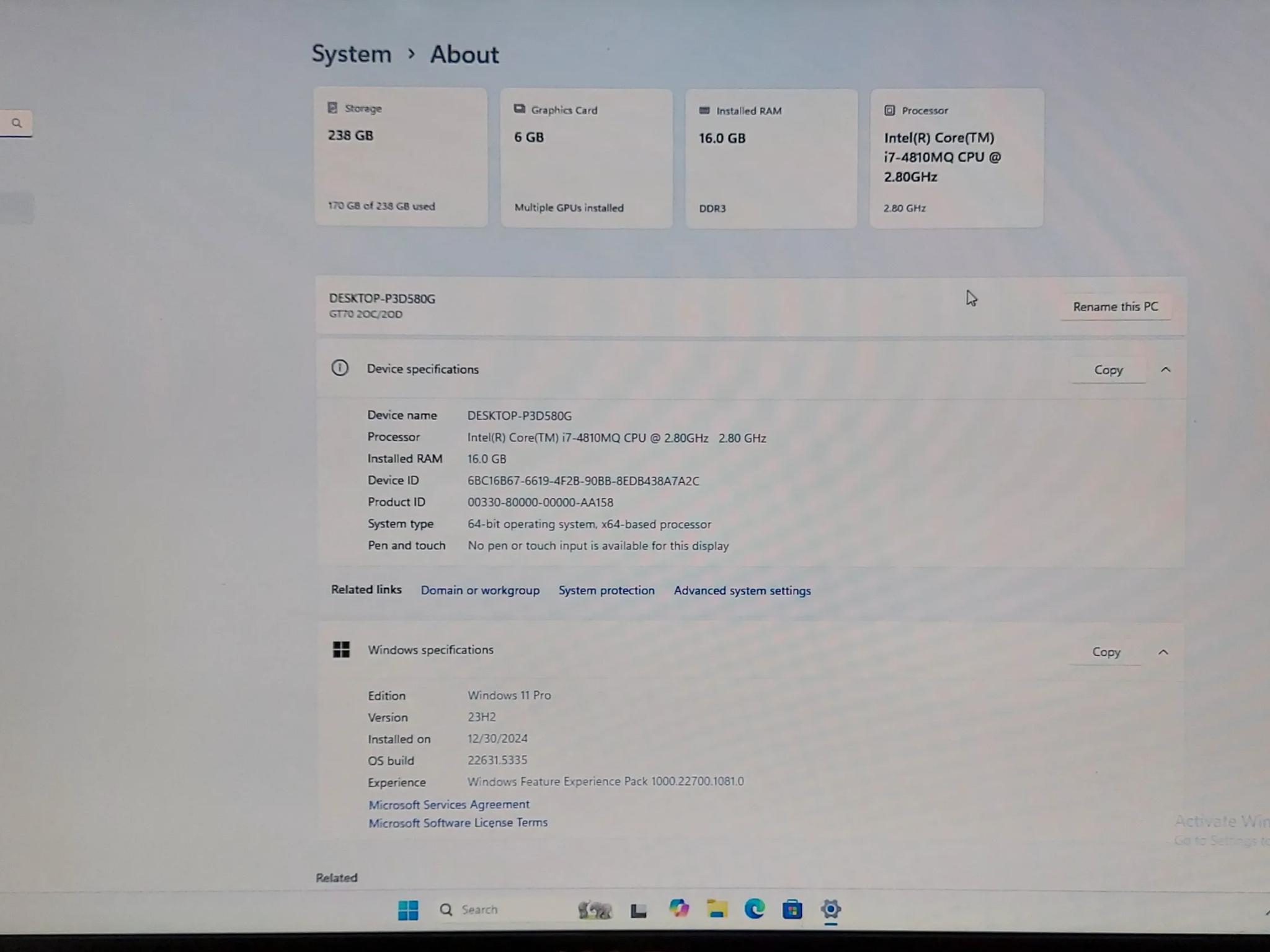 MSI GT70, 17.3", i7, 16GB RAM, Quadro P3000 6GB