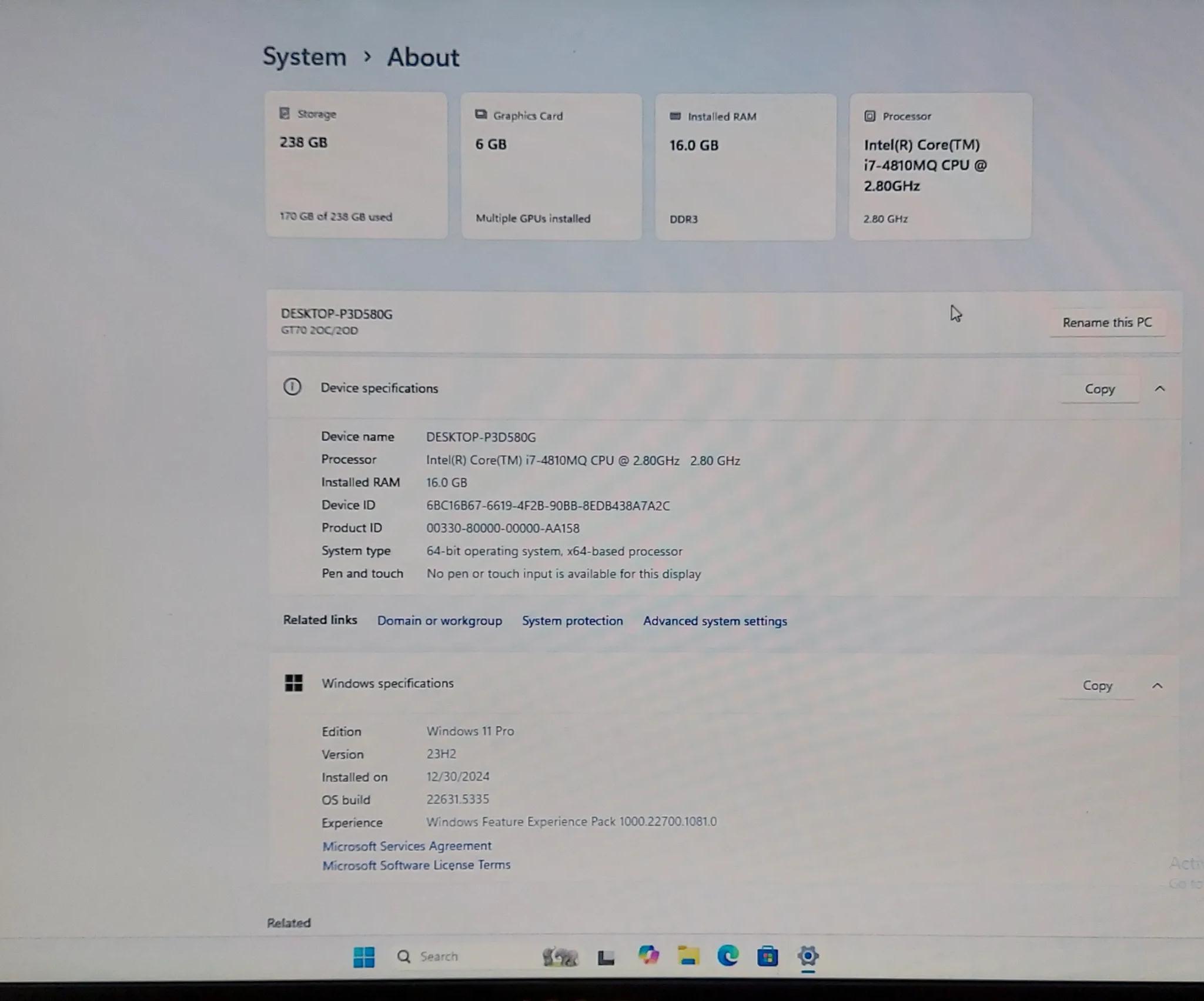 MSI GT70, 17.3", i7, 16GB RAM, Quadro P3000 6GB