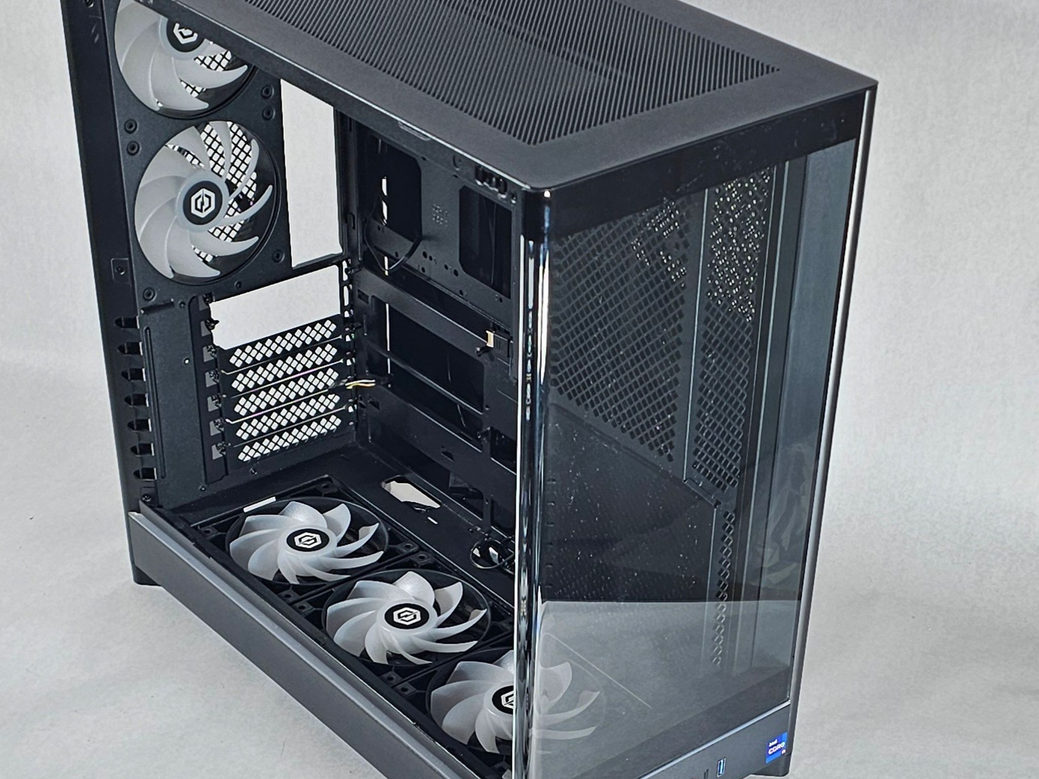 Black CyberPowerPC PC Case with Tempered Glass w/ 5 Fans