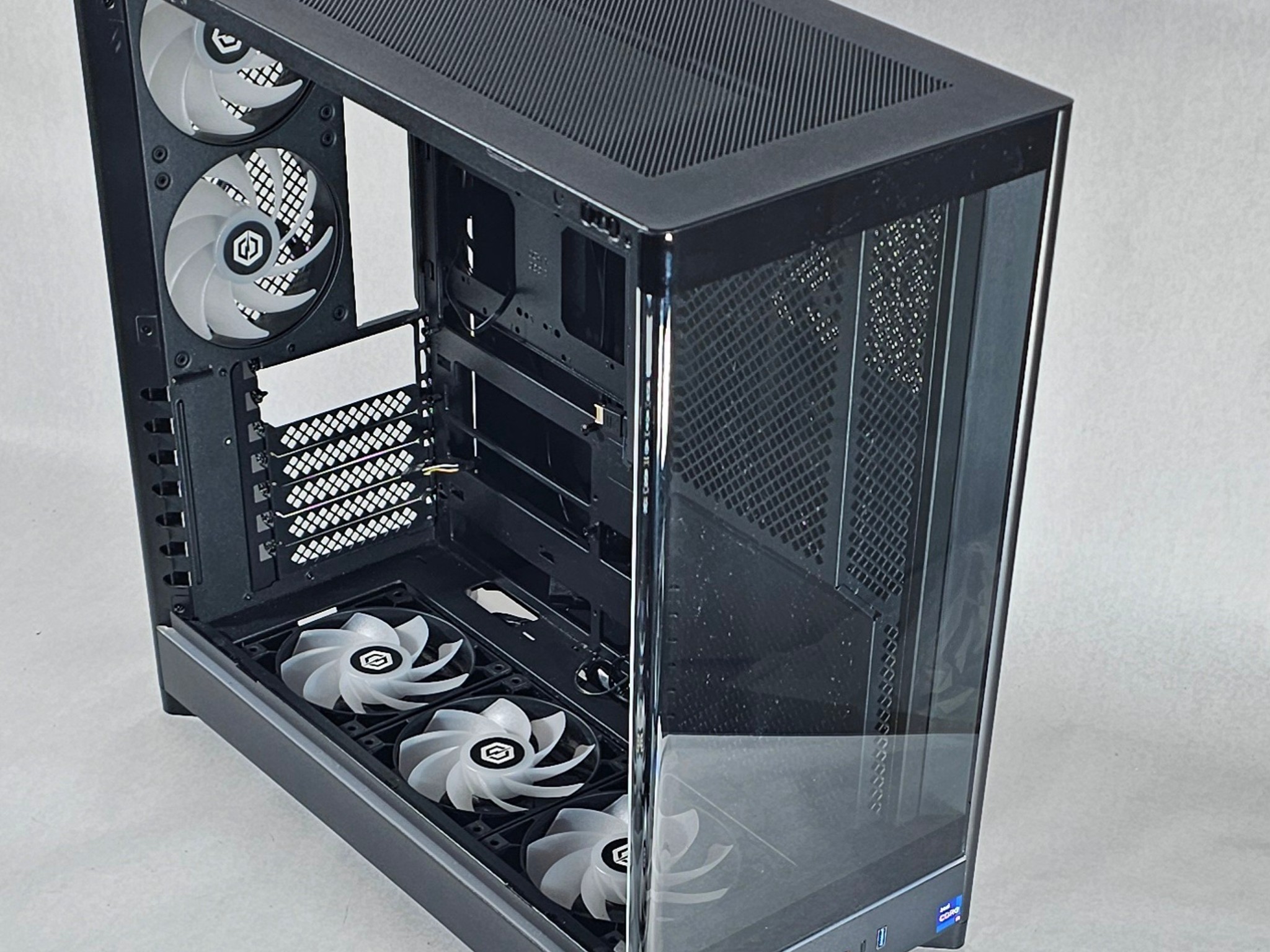 Black CyberPowerPC PC Case with Tempered Glass w/ 5 Fans