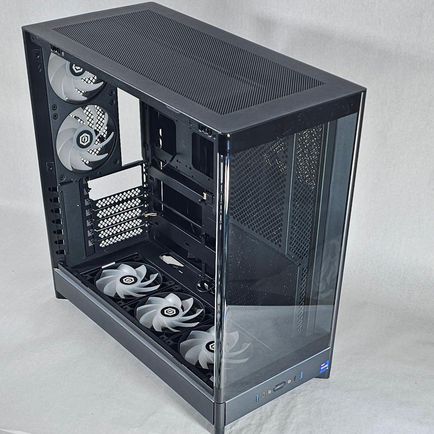 Black CyberPowerPC PC Case with Tempered Glass w/ 5 Fans