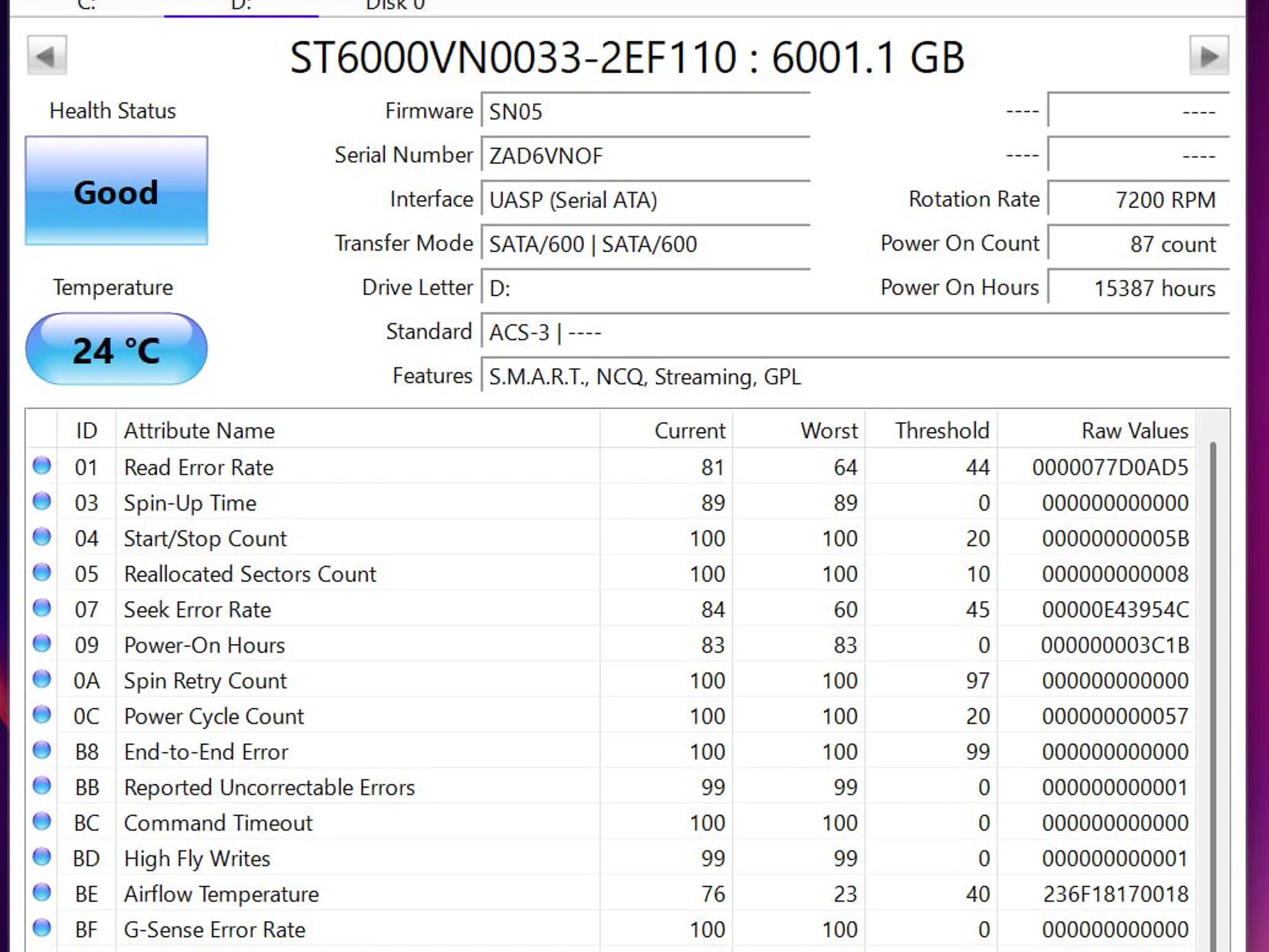 Seagate IronWolf 6TB HDD - SMART Warning Disclosed