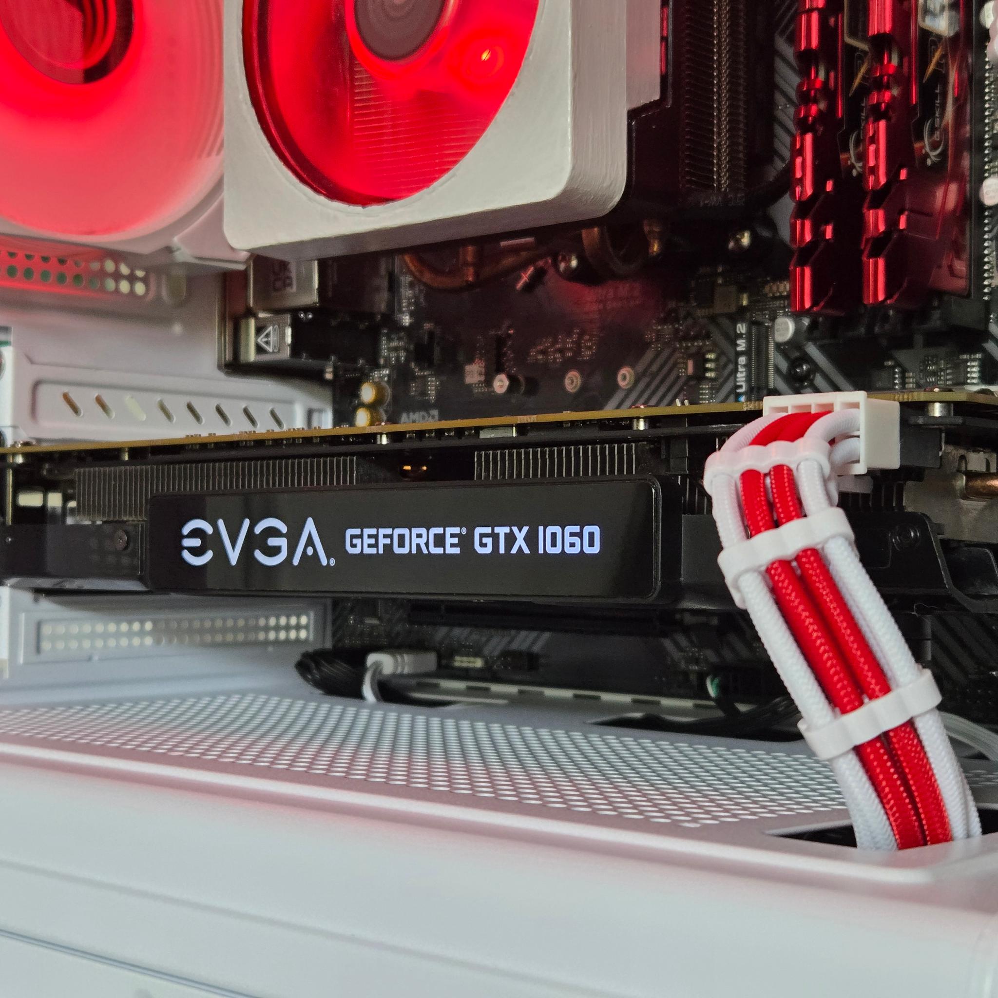 🟥⬜Red + White Gaming PC⬜🟥 GTX 1060 6GB | Ryzen 5 2600 | 16GB | 1TB | Wi-Fi + BT | ARGB