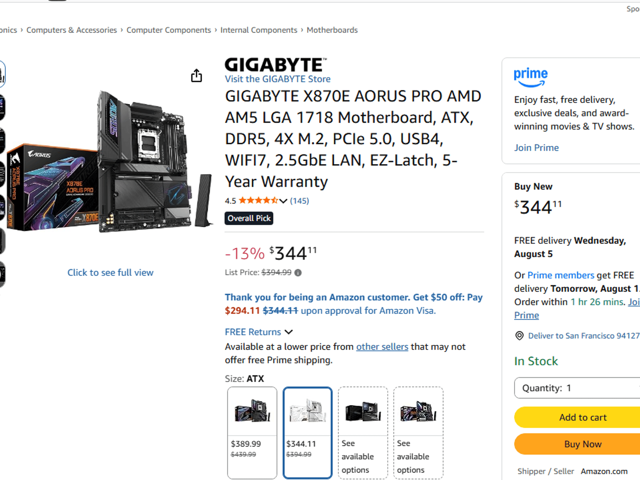 Brand New Gigabyte X870E AORUS PRO | AM5 | DDR5 | PCIe 5.0 | WiFi 7 | USB4 | Ryzen 9000 Ready