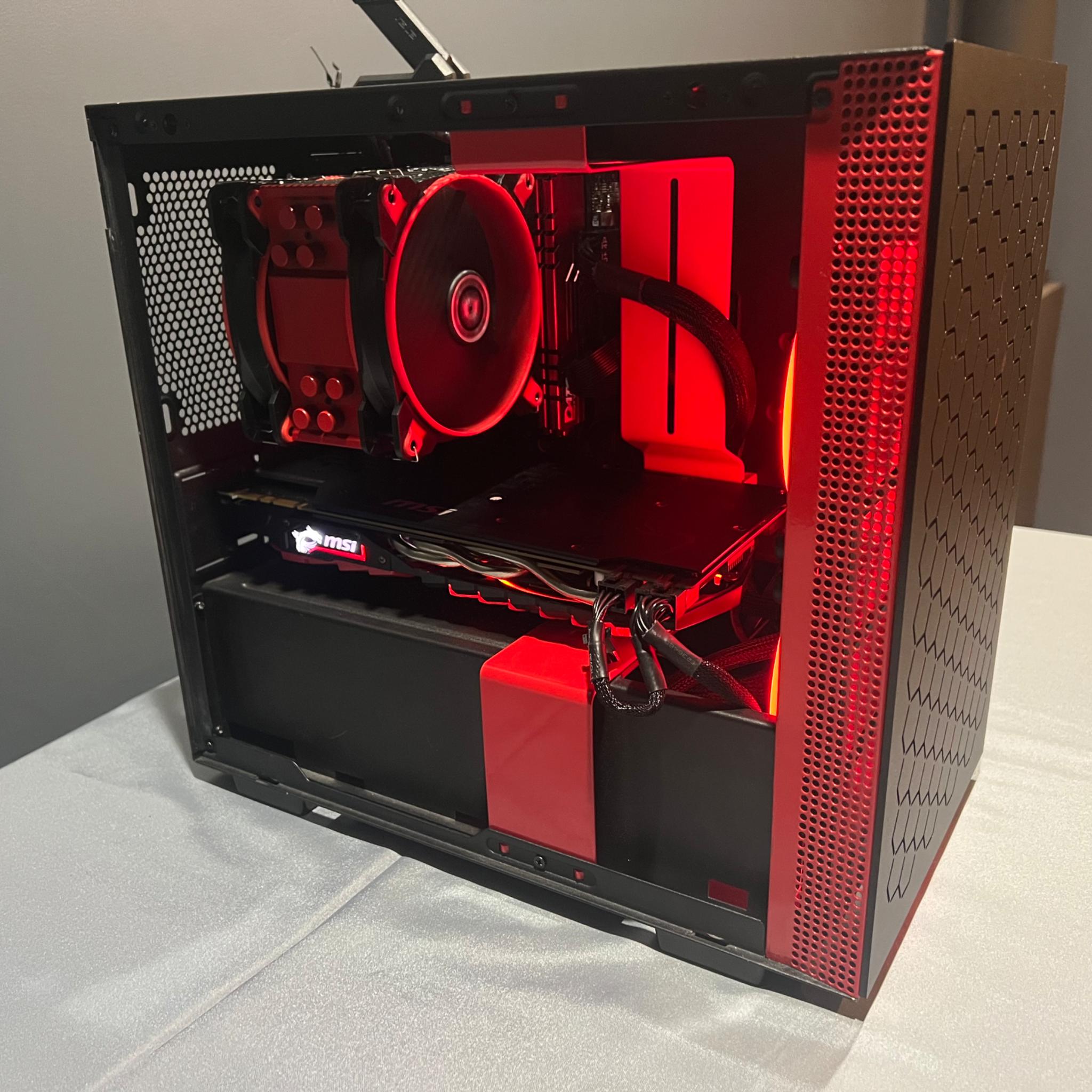 1080p Gaming PC | Ryzen 5 5500 + GTX 1080 | Mini-ITX Red/Black Build | 16GB RAM | Great for eSports