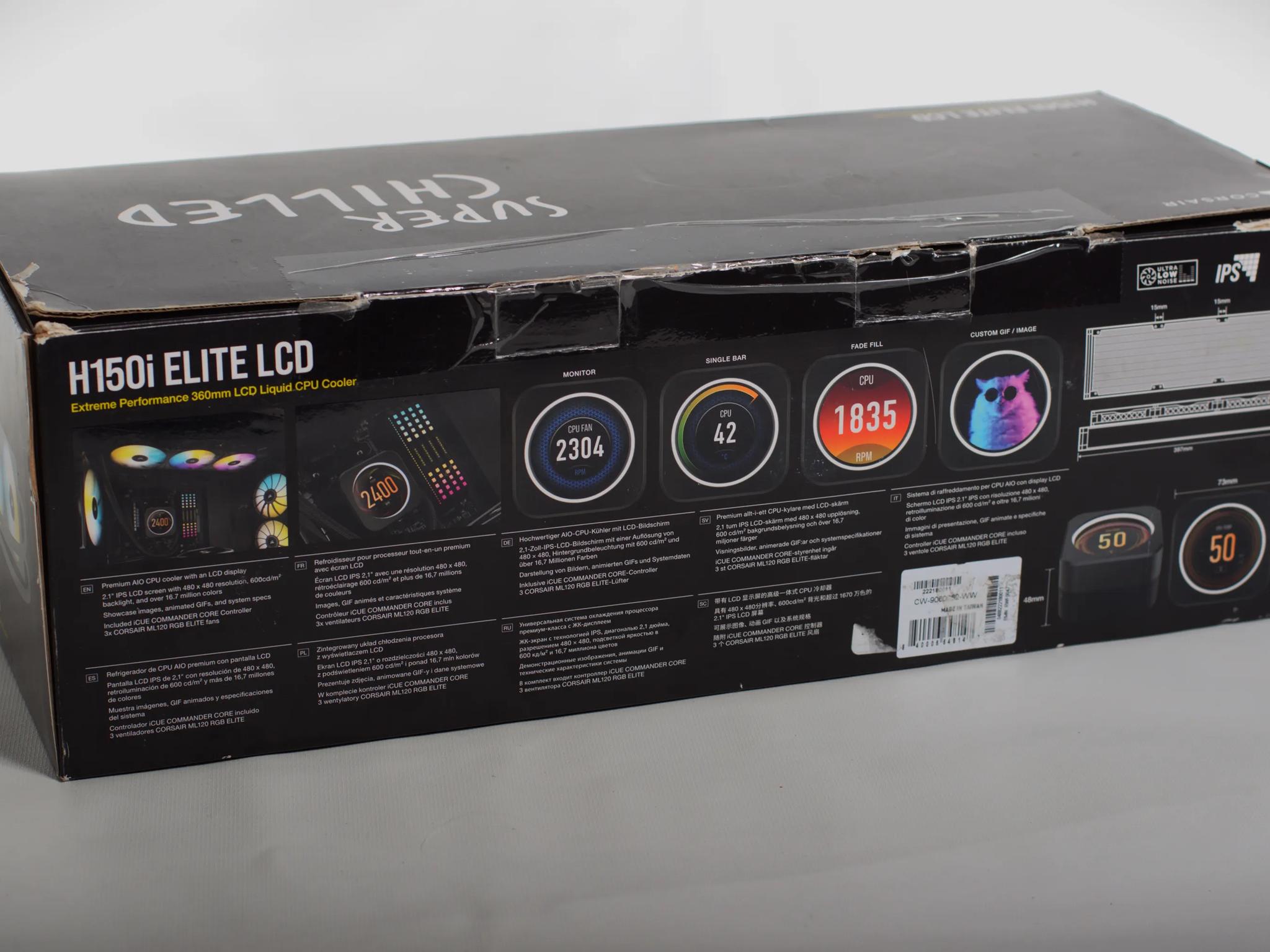 Corsair H150i Elite LCD AIO Liquid Cooler - LCD Screen - 360mm Black