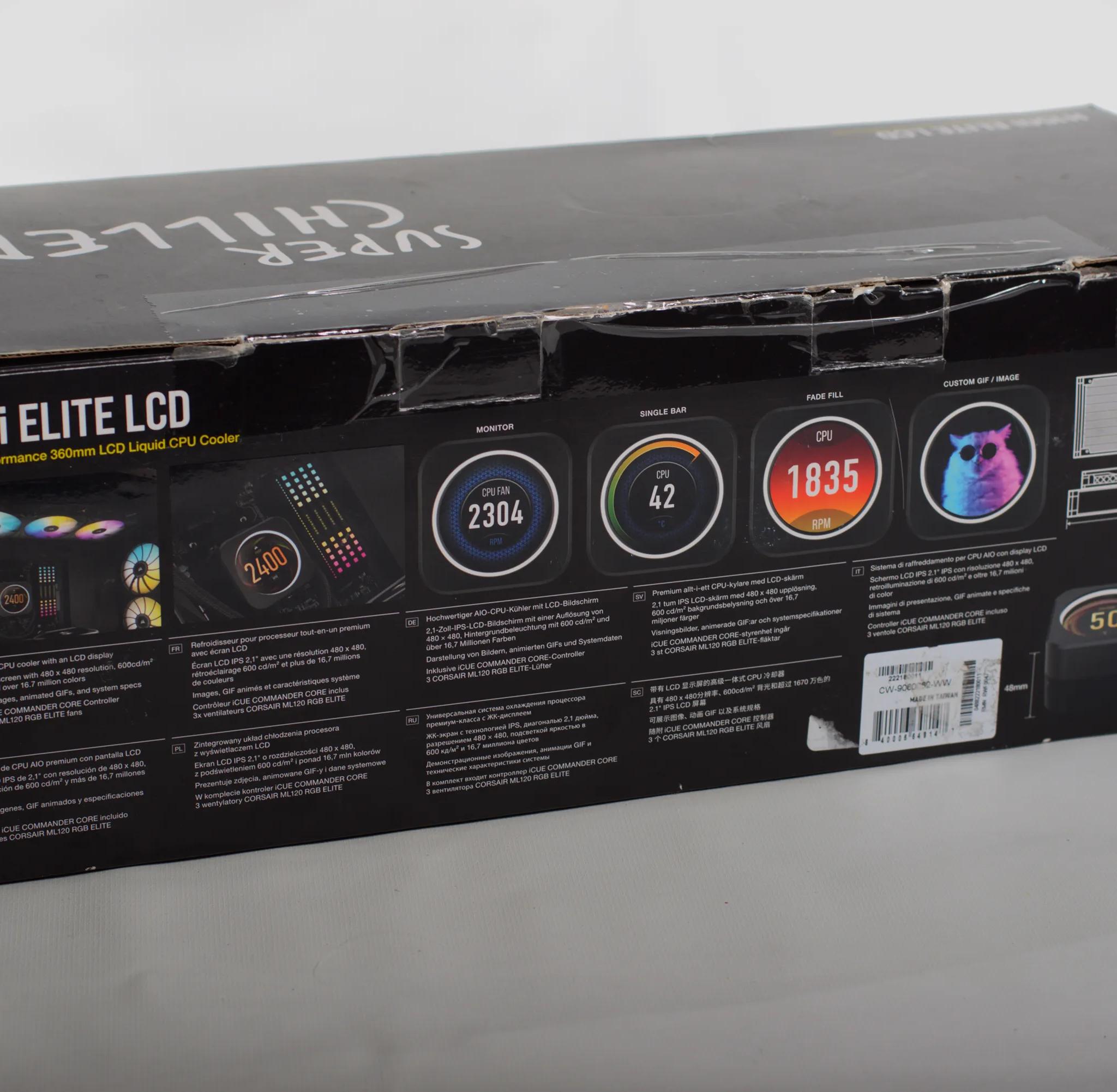 Corsair H150i Elite LCD AIO Liquid Cooler - LCD Screen - 360mm Black