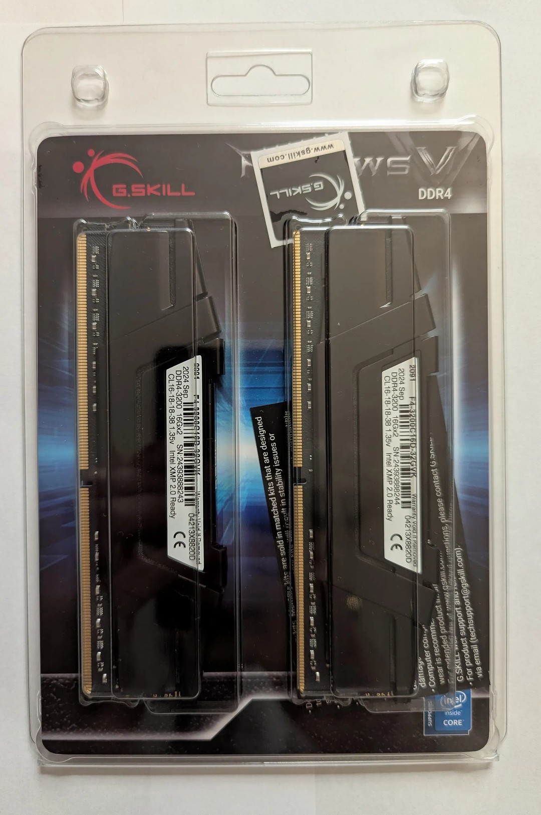 G.SKILL Ripjaws V Series 32GB (2 x 16GB) DDR4 3200Mhz F4-3200C16D-32GVK ...