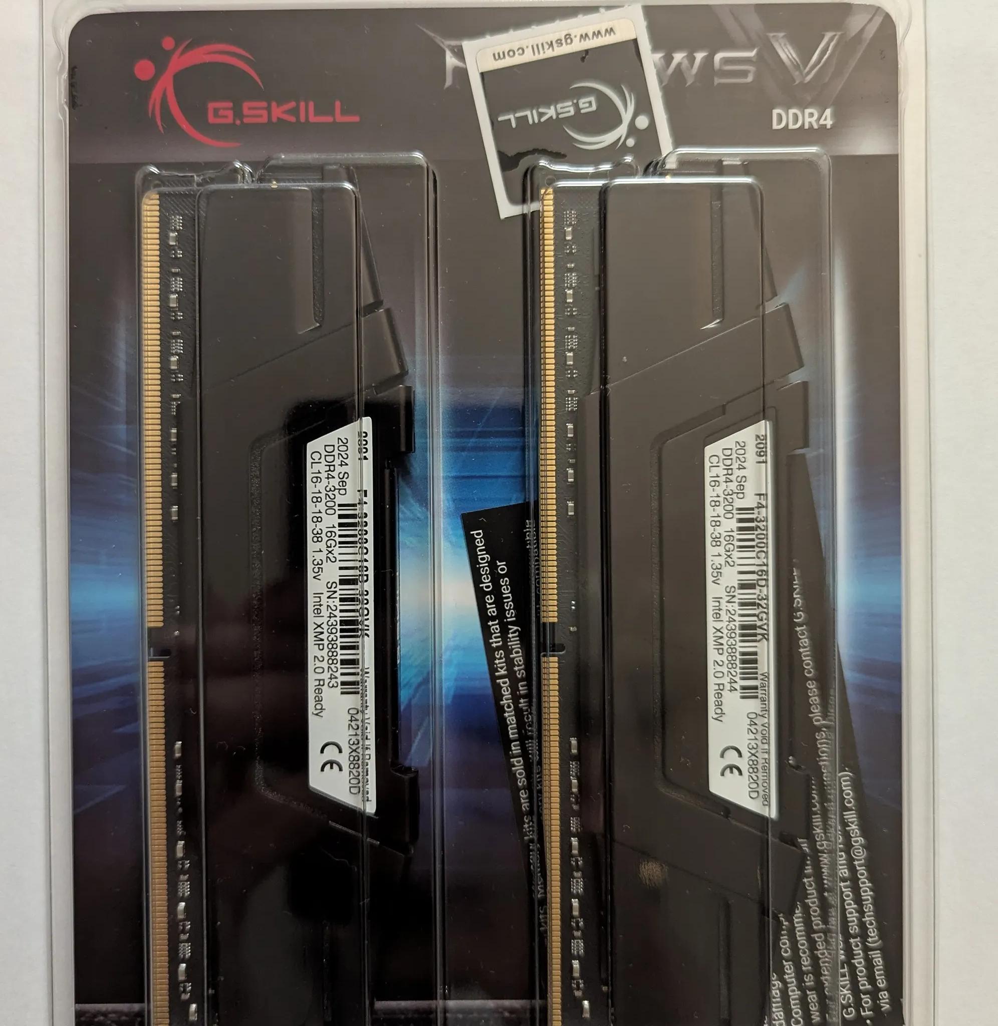 G.SKILL Ripjaws V Series 32GB (2 x 16GB) DDR4 3200Mhz F4-3200C16D-32GVK Brand New In Box