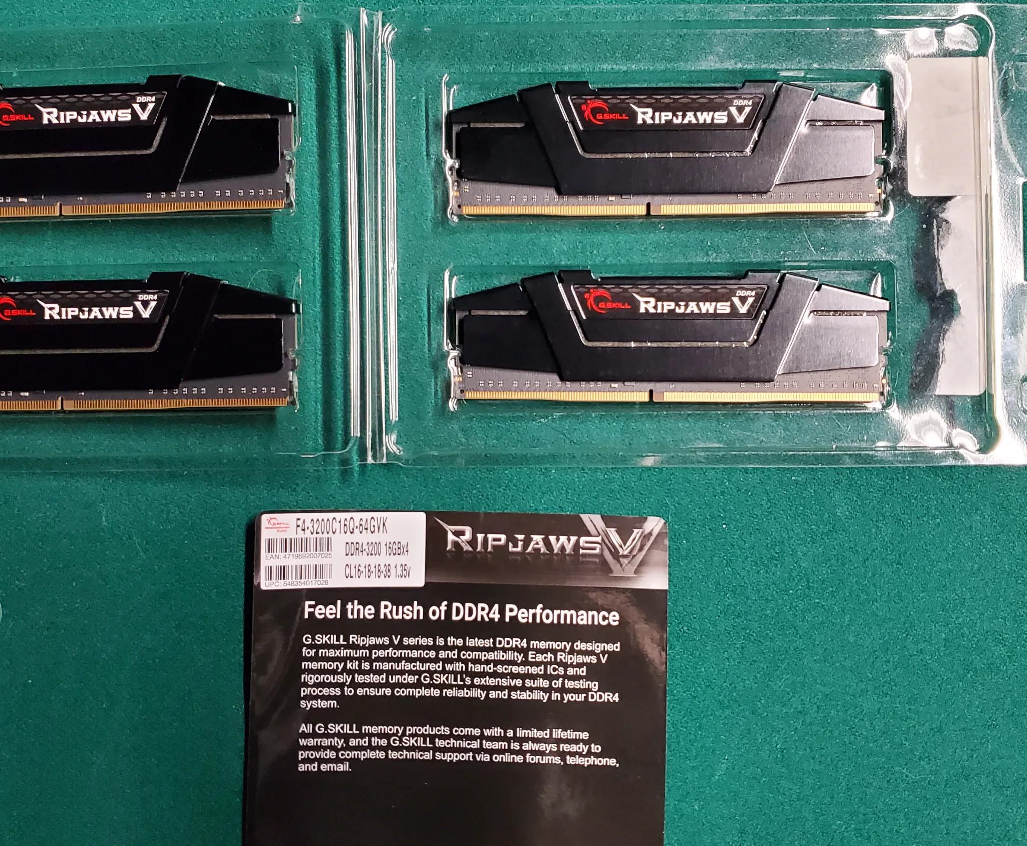 G. Skill Ripjaws DDR4 3200MT, CL16 4X16g