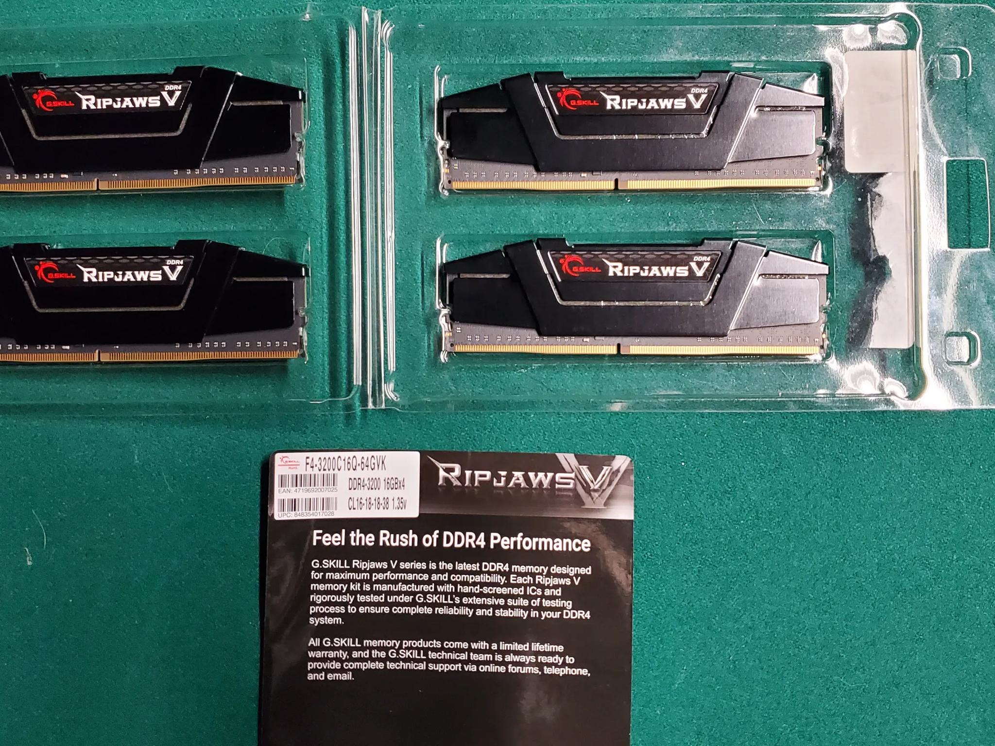 G. Skill Ripjaws DDR4 3200MT, CL16 4X16g