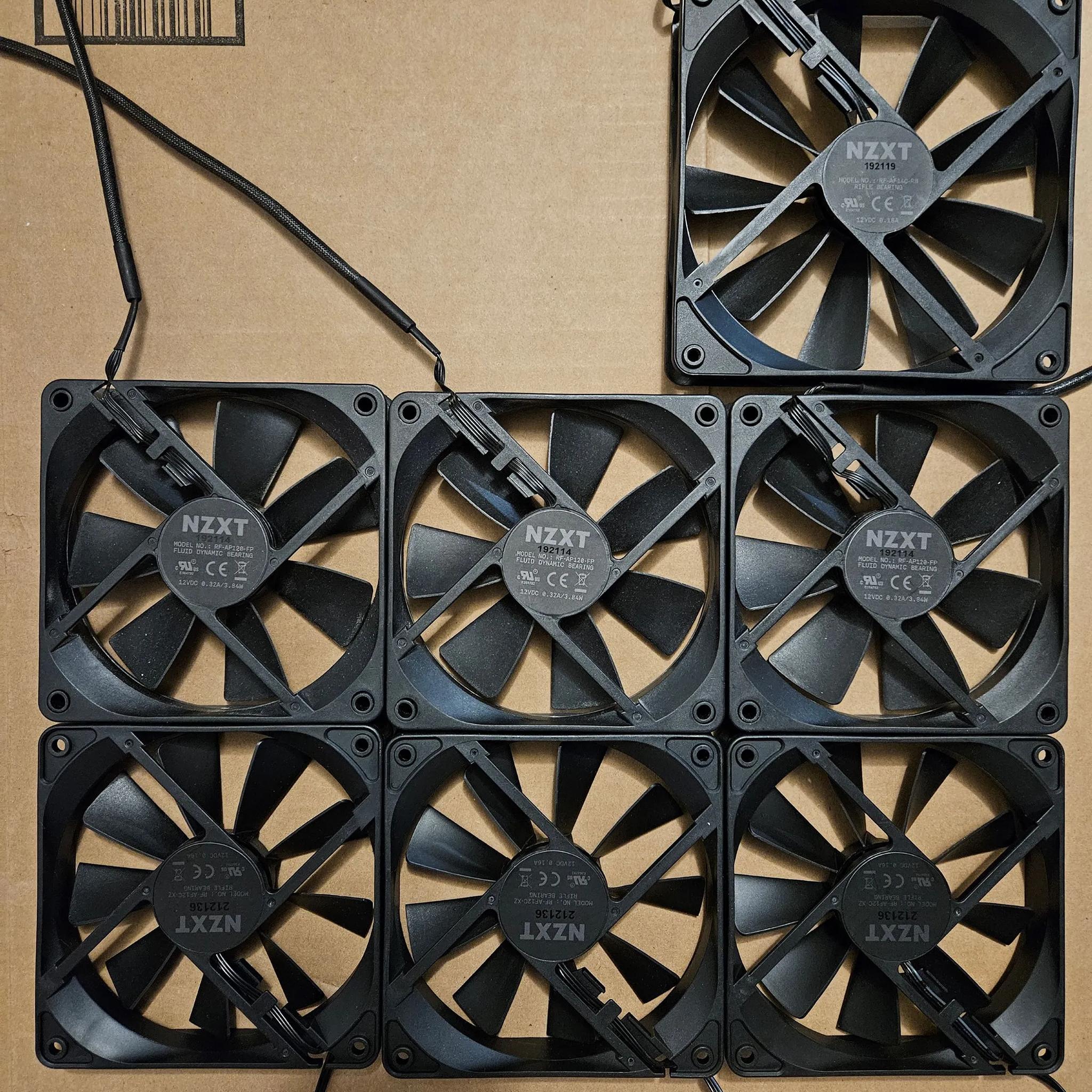 Lot of NZXT Fans 3x120mm (PWM) 3x120mm (Non-PWM) 1x 140mm (Non-PWM) - Used