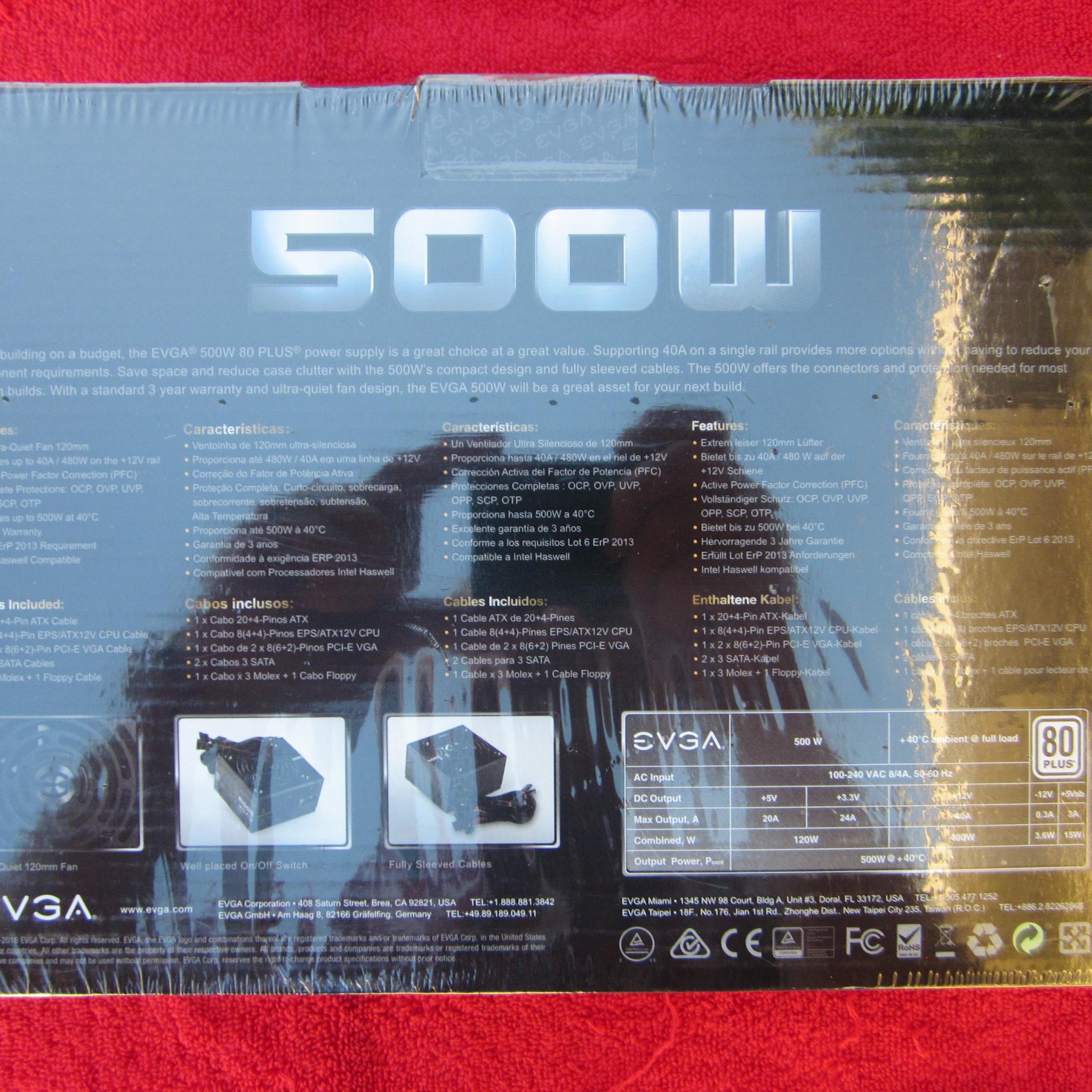NEW SEALED! EVGA 500W 80 PLUS Power Supply